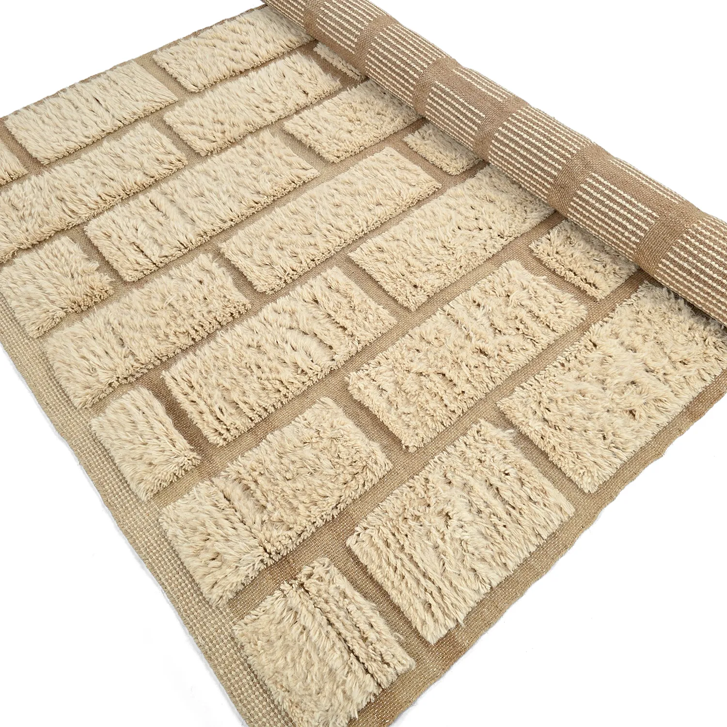 Ryamattor - Leknes Hand Woven Wool Shaggy (cream)