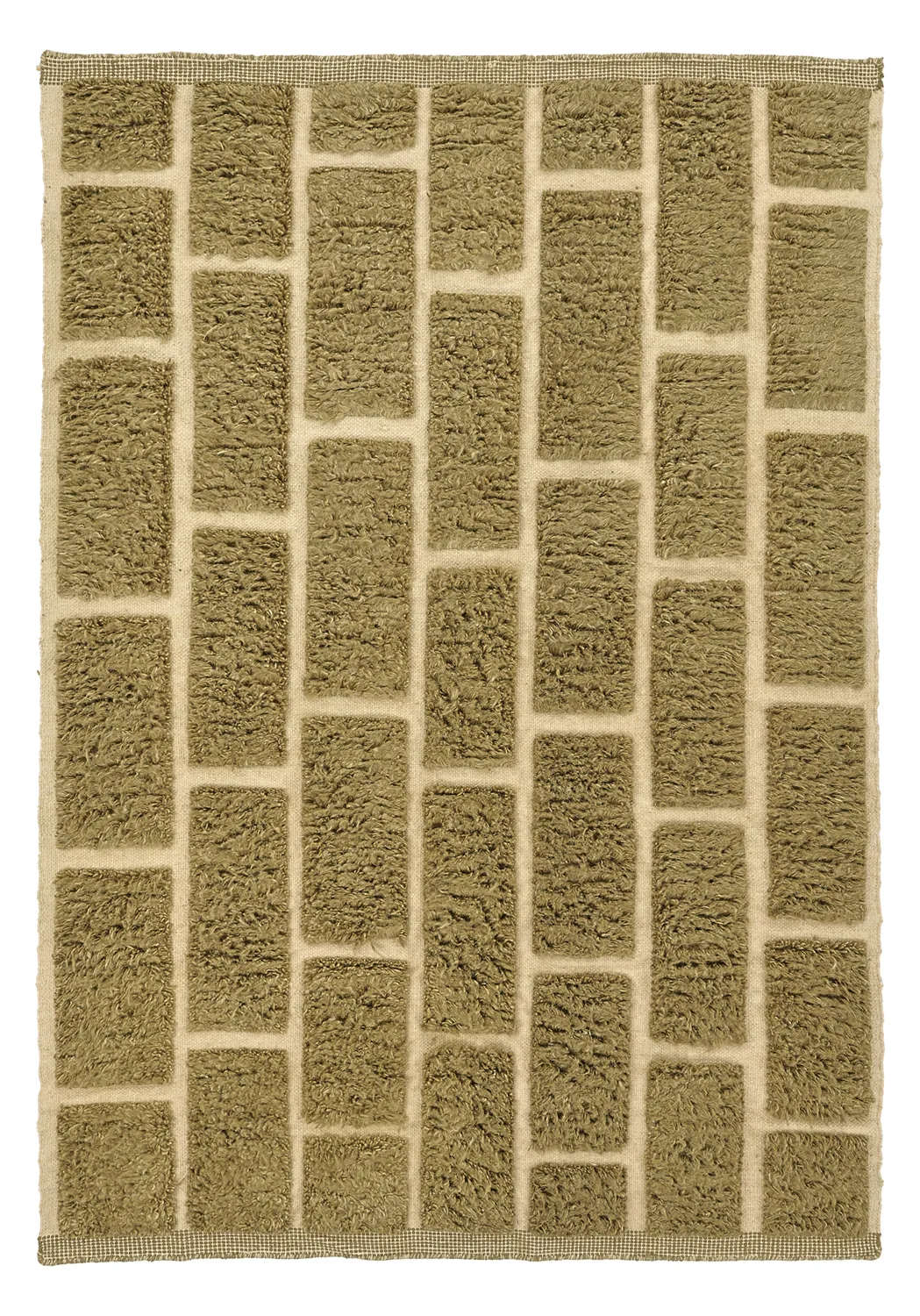 Ryamattor - Leknes Hand Woven Wool Shaggy (grön)