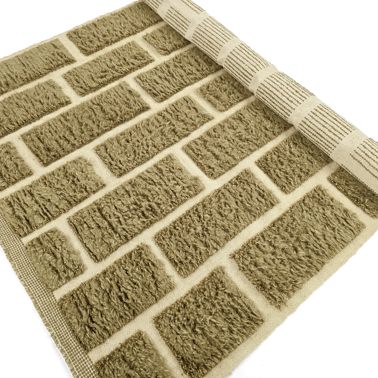 Ryamattor - Leknes Hand Woven Wool Shaggy (grön)