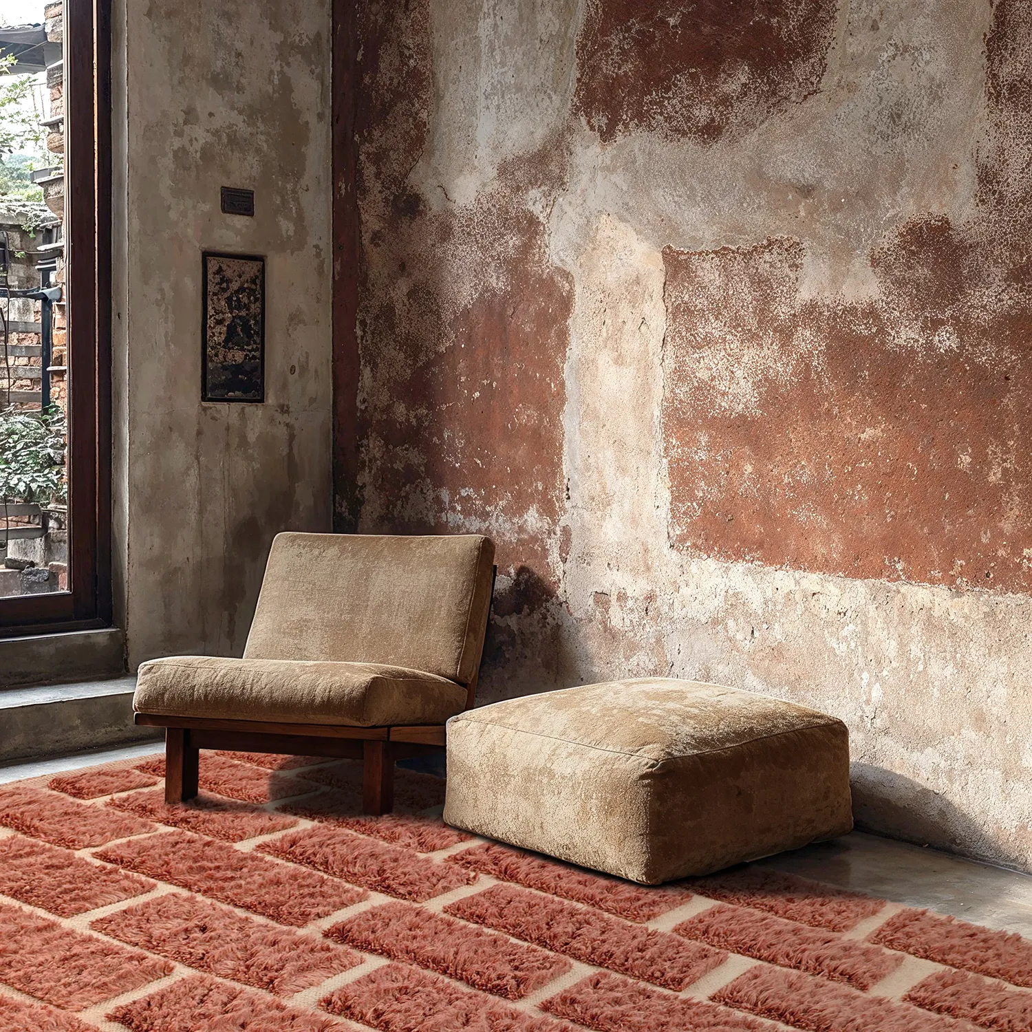 Ryamattor - Leknes Hand Woven Wool Shaggy (terrakotta)
