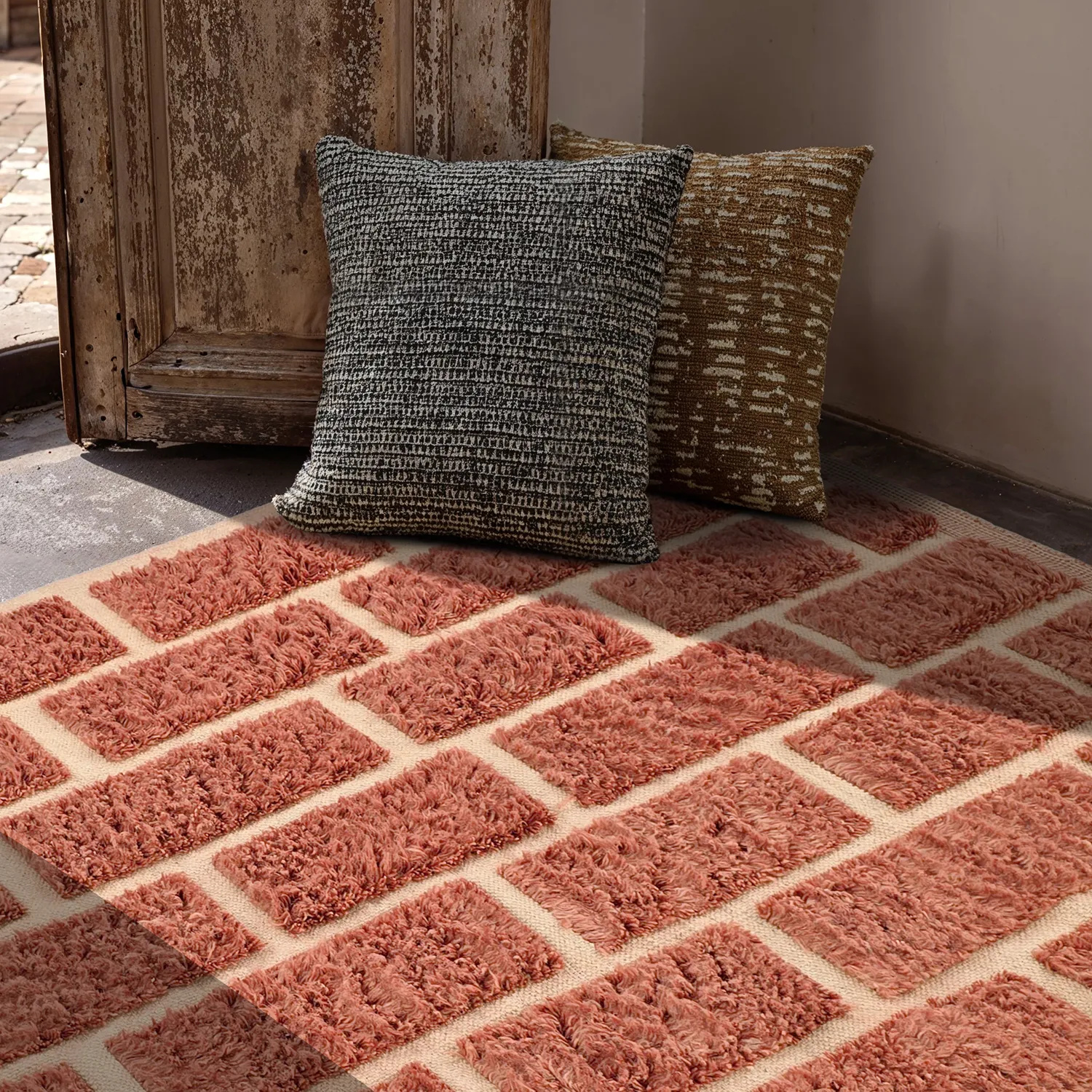 Ryamattor - Leknes Hand Woven Wool Shaggy (terrakotta)