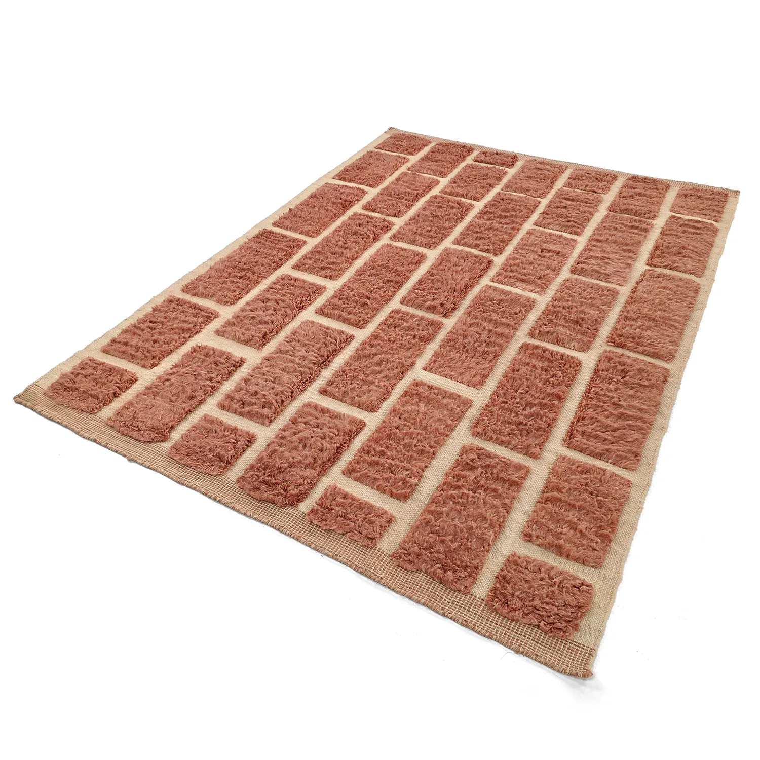 Ryamattor - Leknes Hand Woven Wool Shaggy (terrakotta)