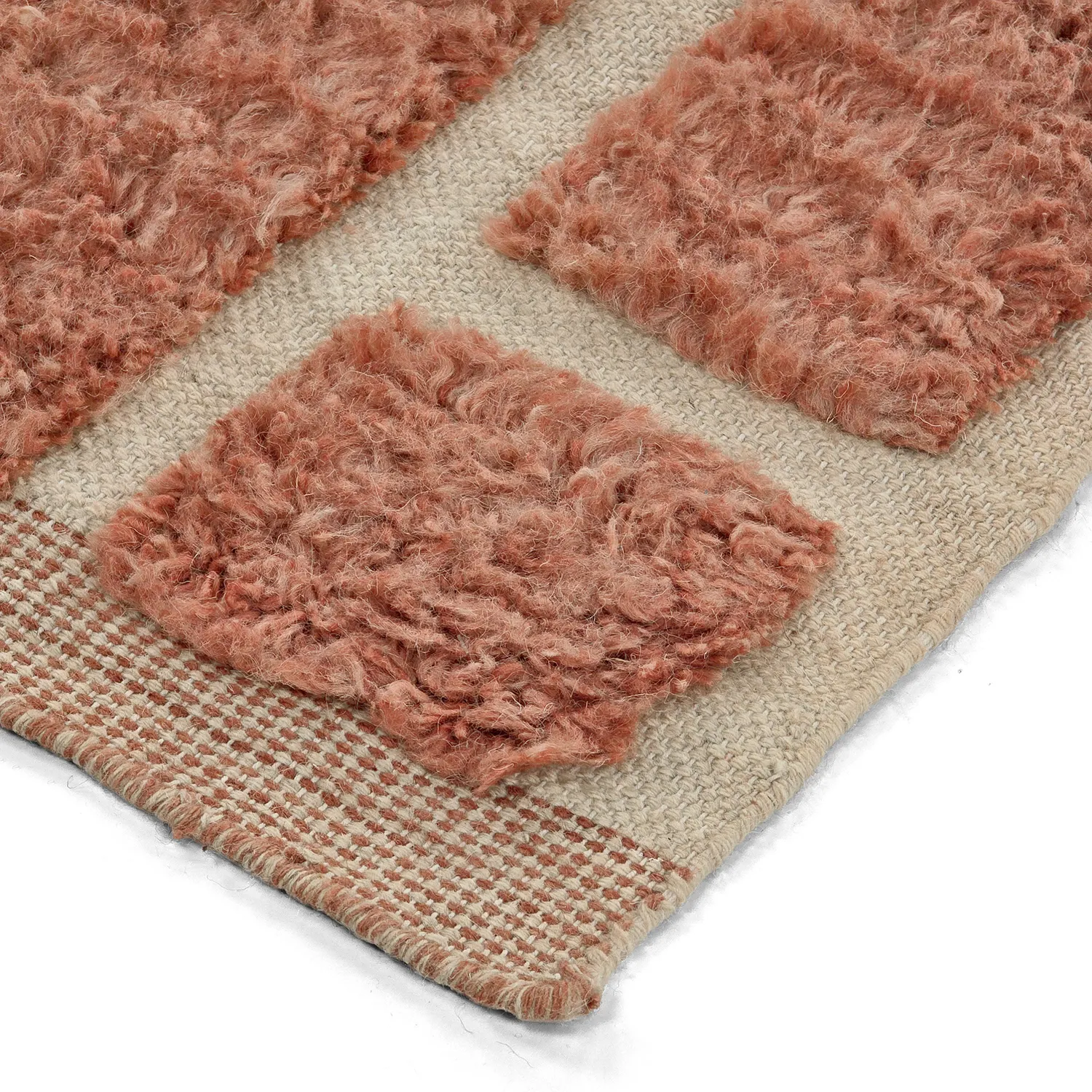 Ryamattor - Leknes Hand Woven Wool Shaggy (terrakotta)