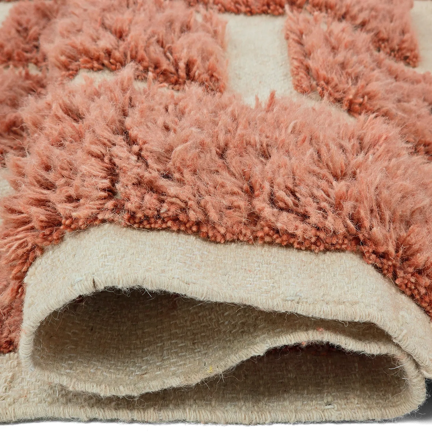 Ryamattor - Leknes Hand Woven Wool Shaggy (terrakotta)