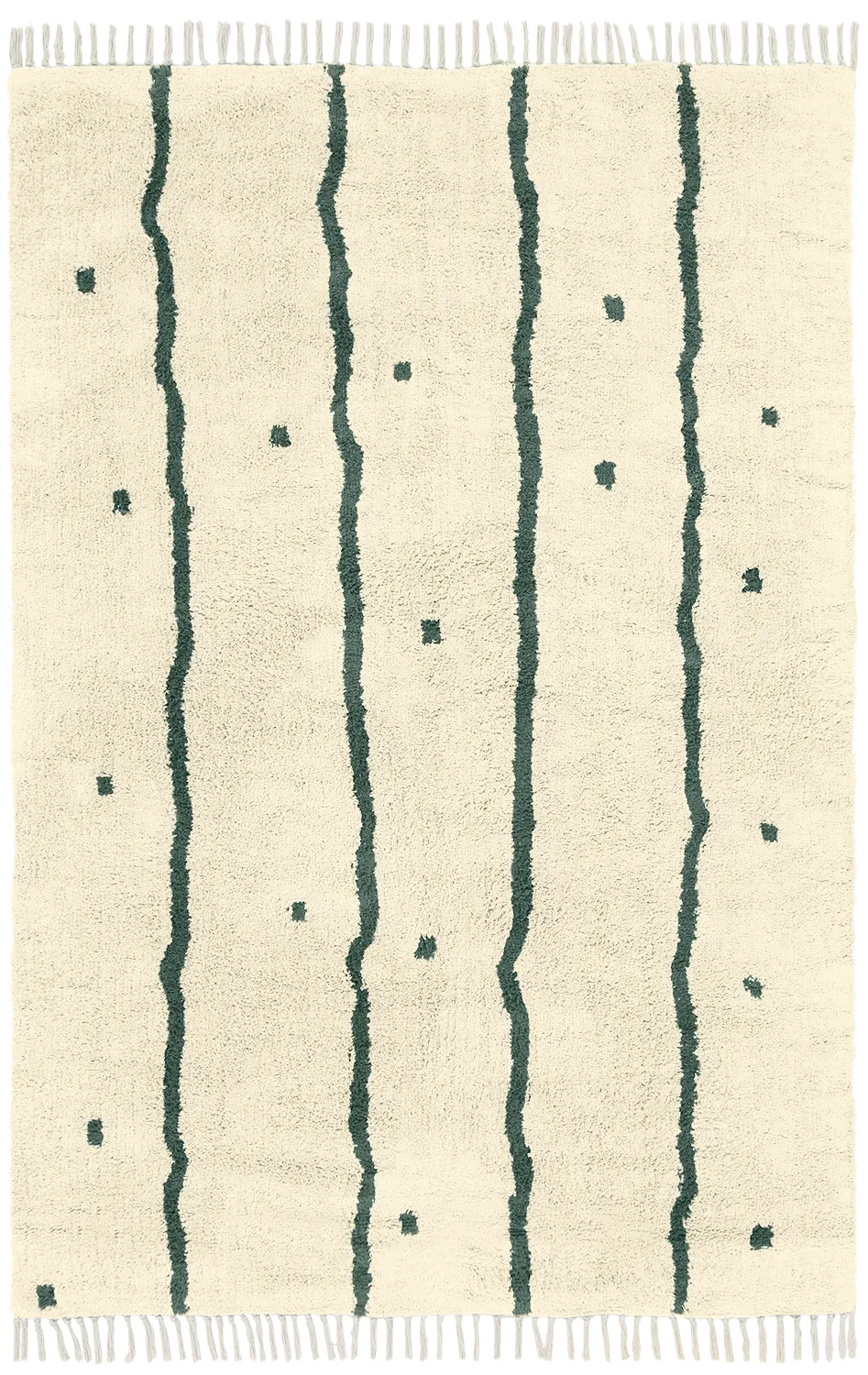 Ryamattor - Leora Natural Cotton Shaggy (beige/grön)