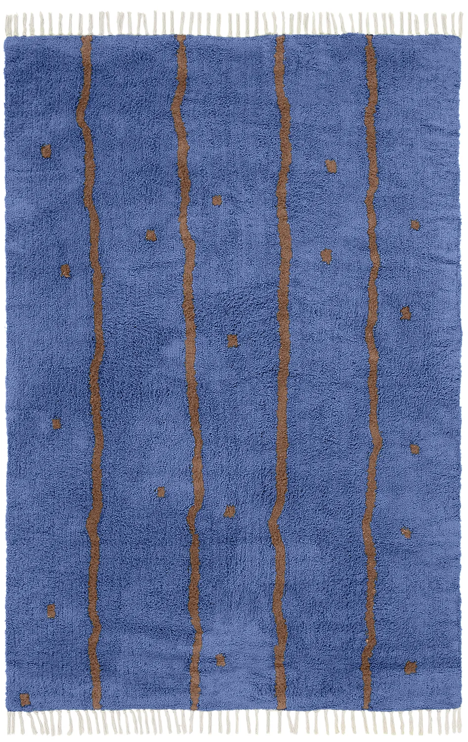 Ryamattor - Leora Natural Cotton Shaggy (blå/brun)
