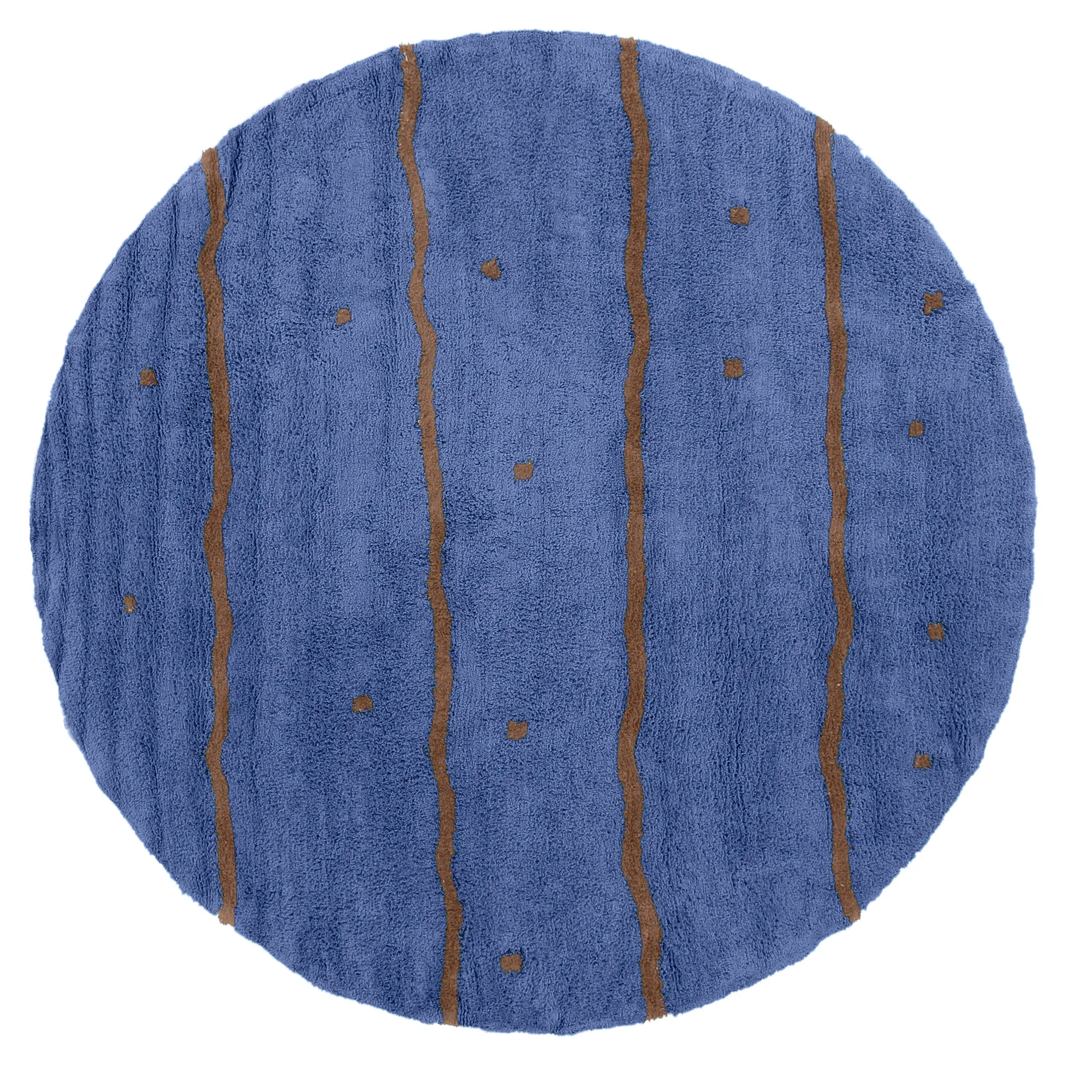 Rund matta - Leora Natural Cotton Shaggy (blå/brun)