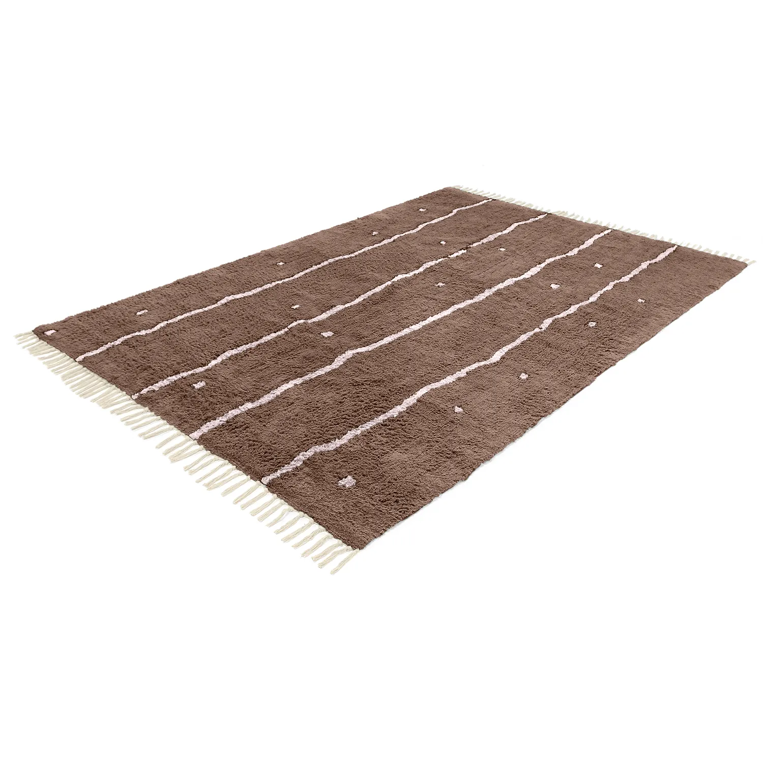 Ryamattor - Leora Natural Cotton Shaggy (brun/lila)