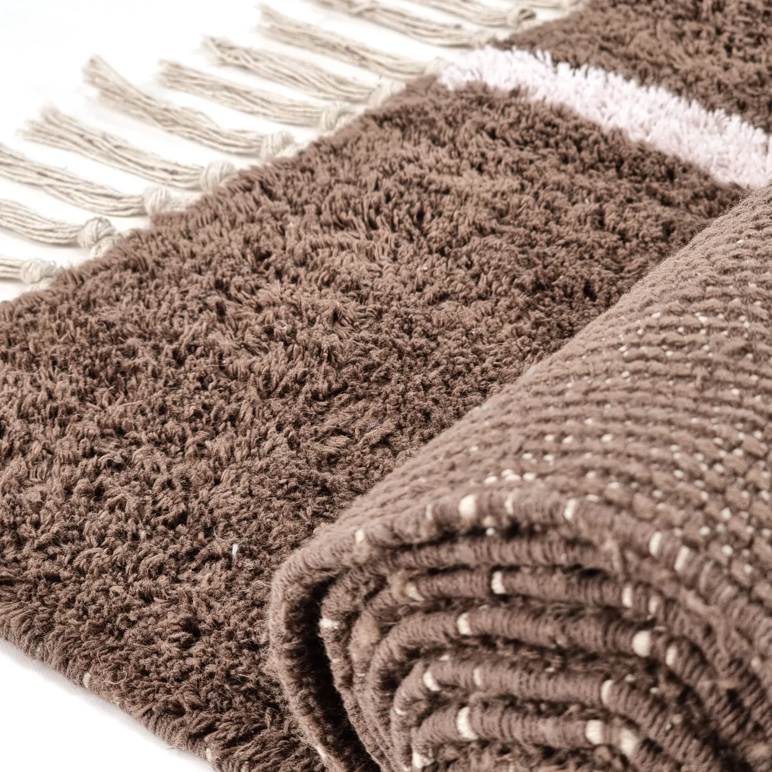 Ryamattor - Leora Natural Cotton Shaggy (brun/lila)