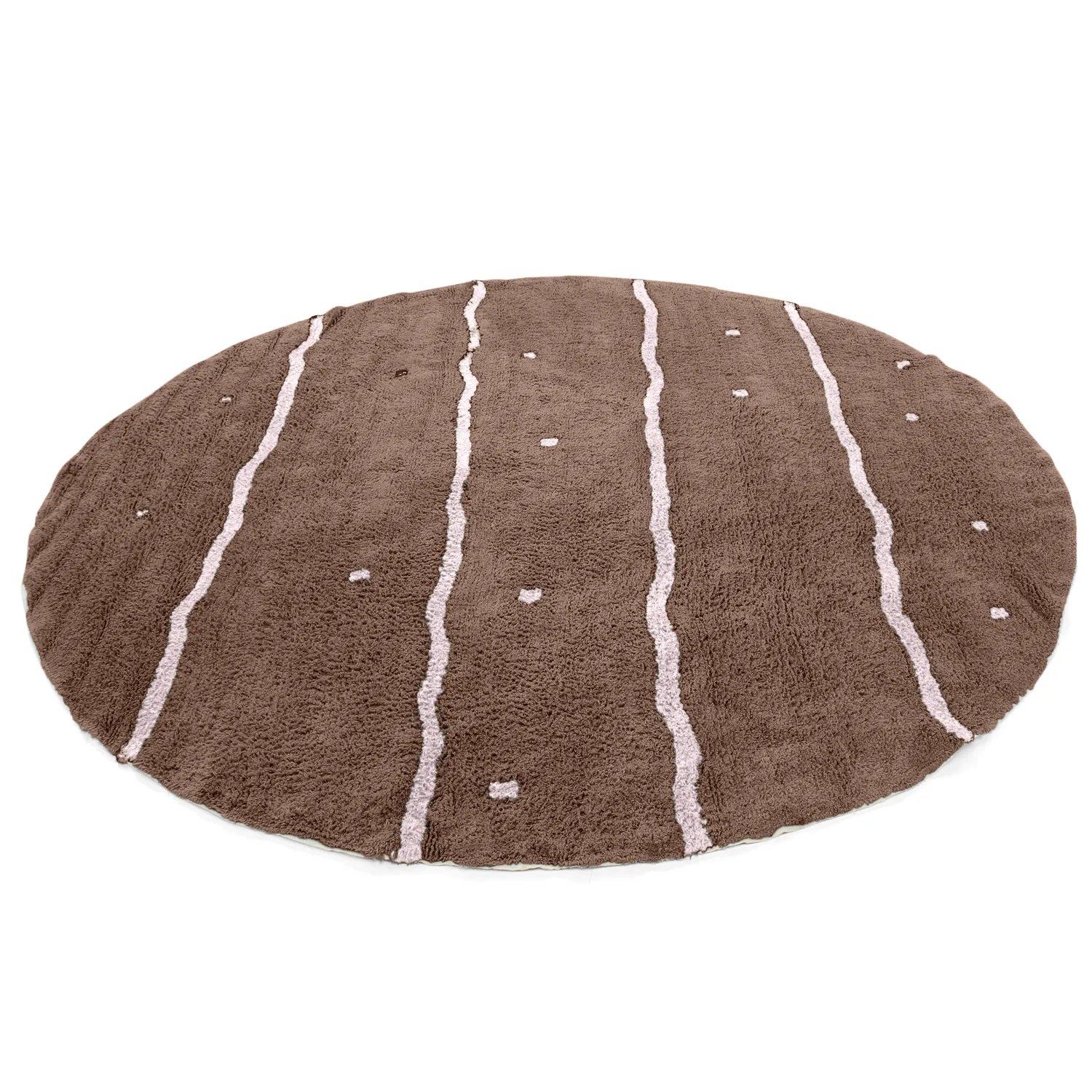 Rund matta - Leora Natural Cotton Shaggy (brun/lila)