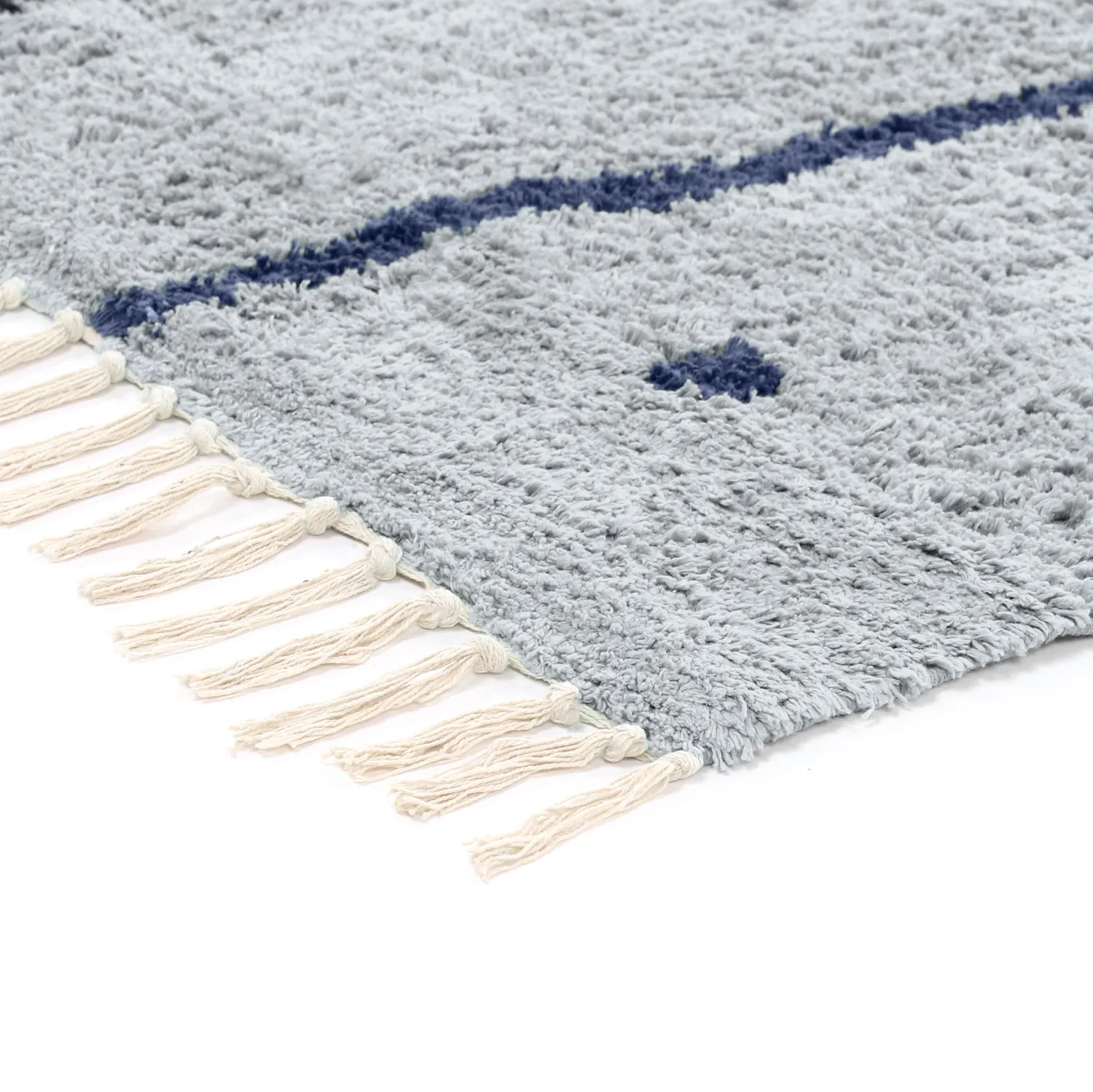 Ryamattor - Leora Natural Cotton Shaggy (grå/blå)