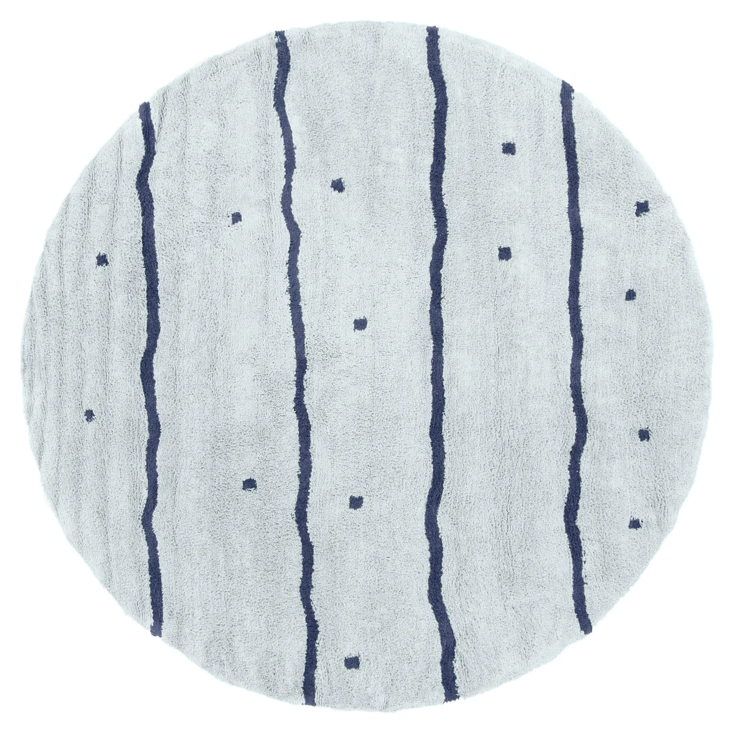 Rund matta - Leora Natural Cotton Shaggy (grå/blå)