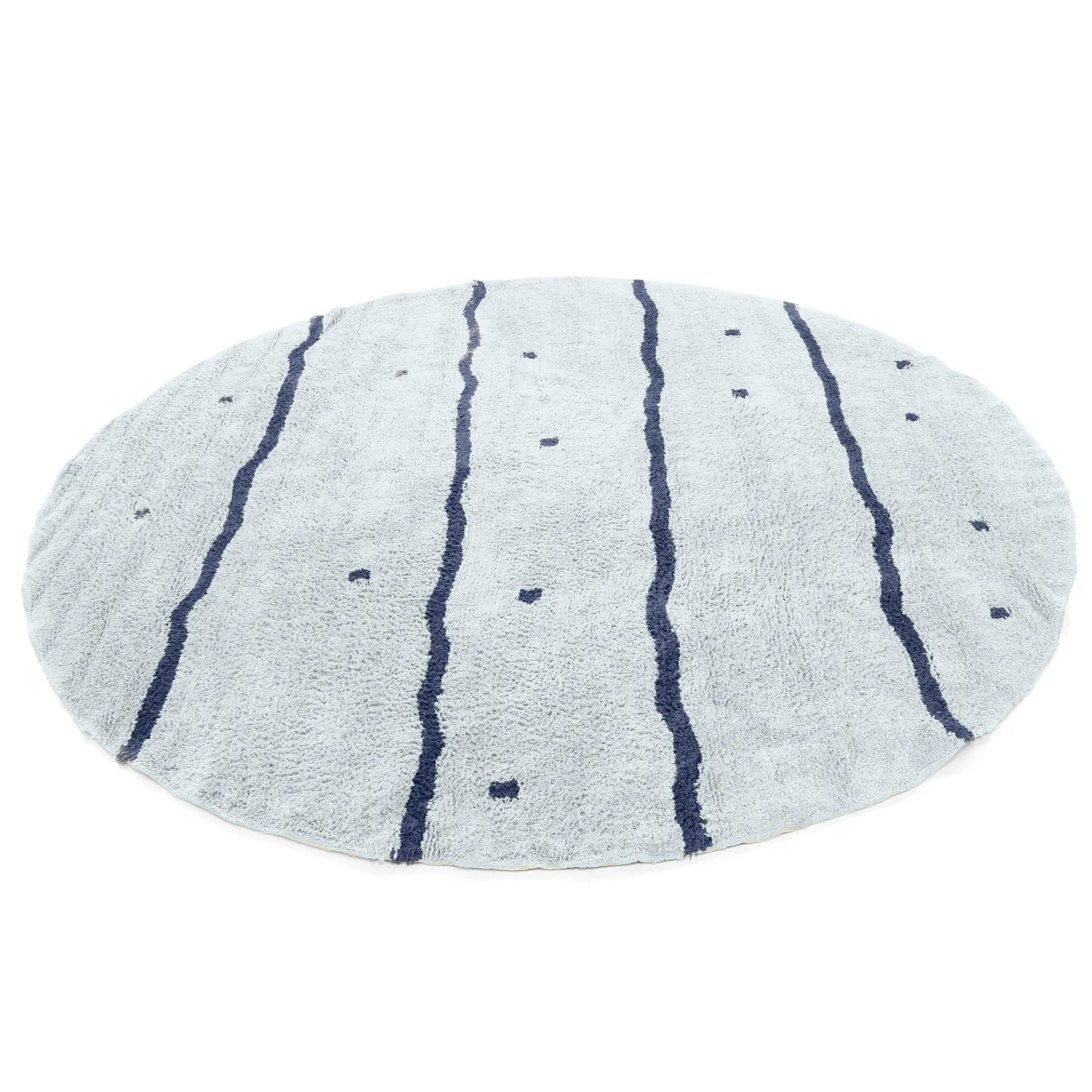 Rund matta - Leora Natural Cotton Shaggy (grå/blå)