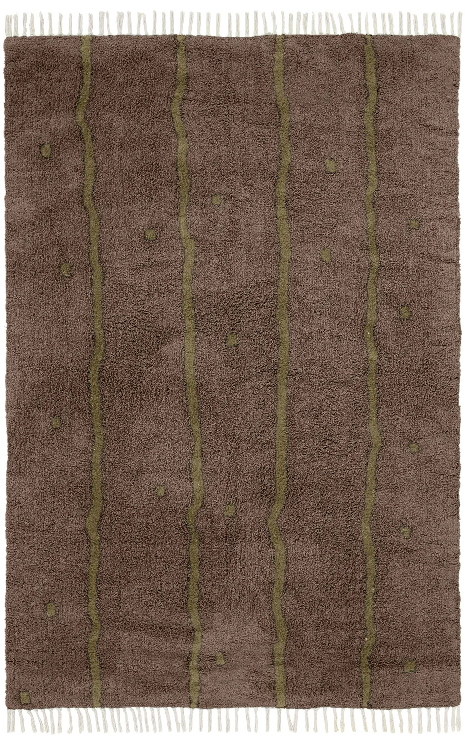 Ryamattor - Leora Natural Cotton Shaggy (brun/oliv)