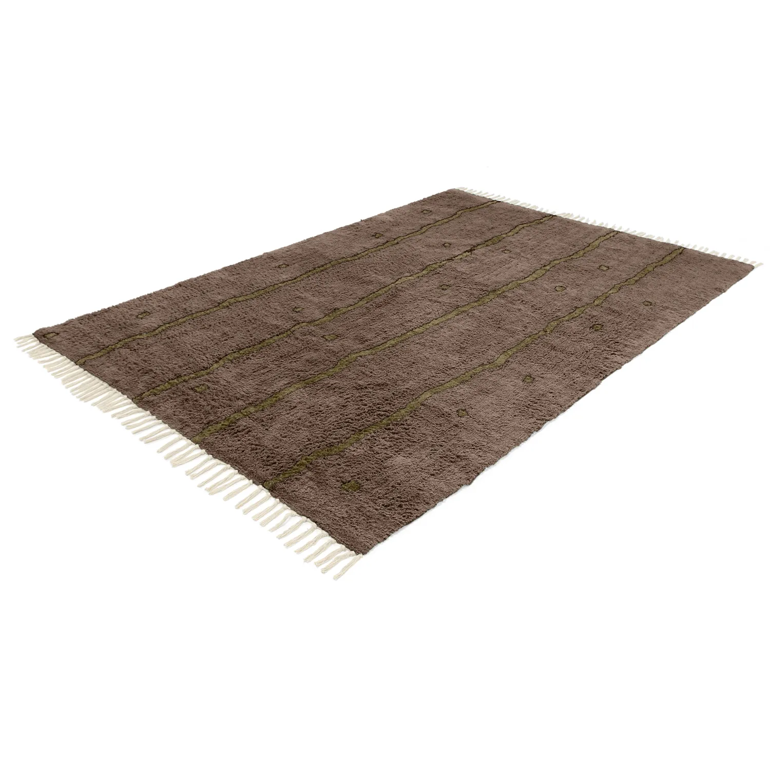 Ryamattor - Leora Natural Cotton Shaggy (brun/oliv)