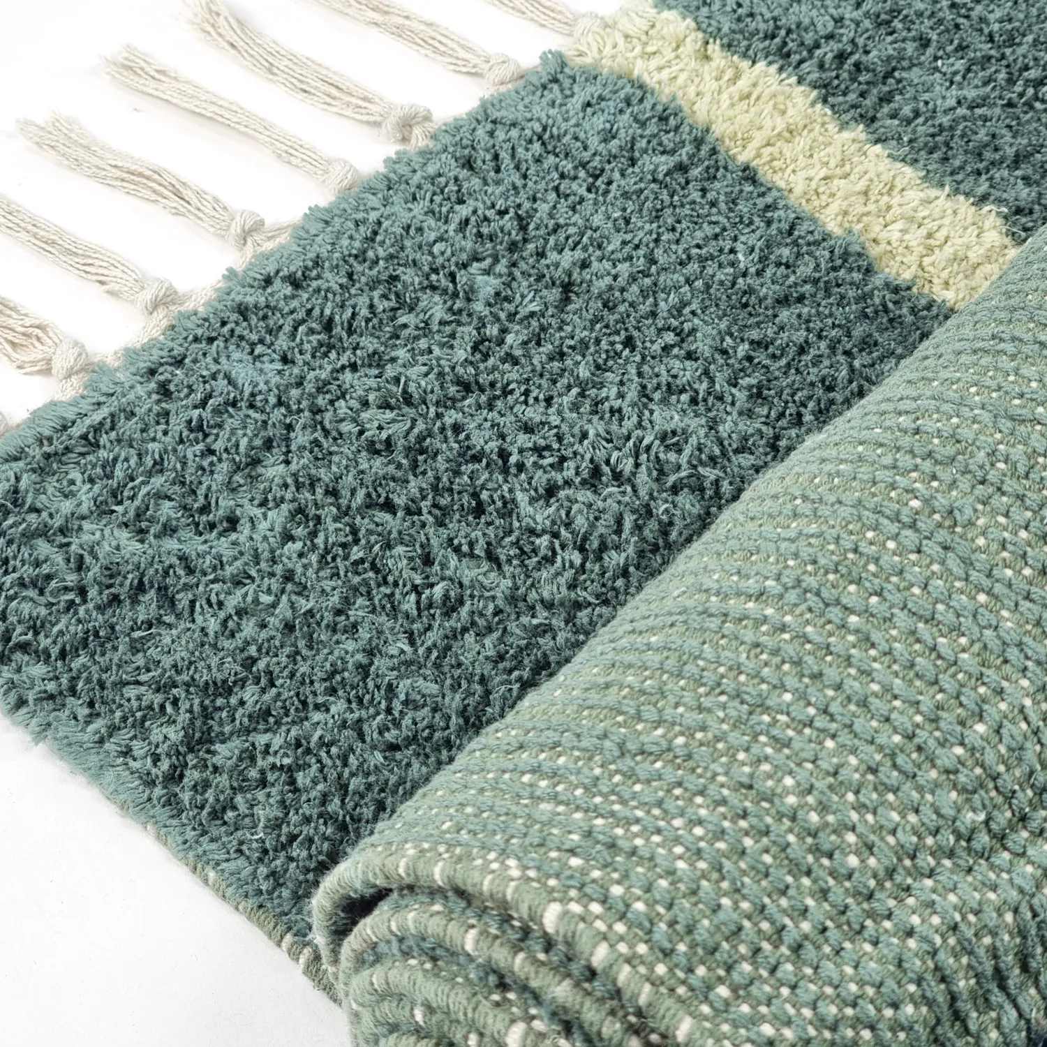 Ryamattor - Leora Natural Cotton Shaggy (grön)