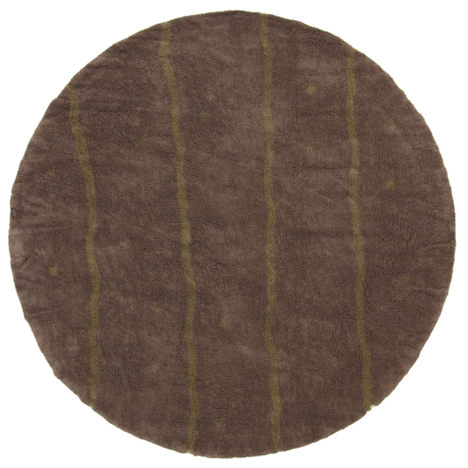 Rund matta - Leora Natural Cotton Shaggy (brun/oliv)