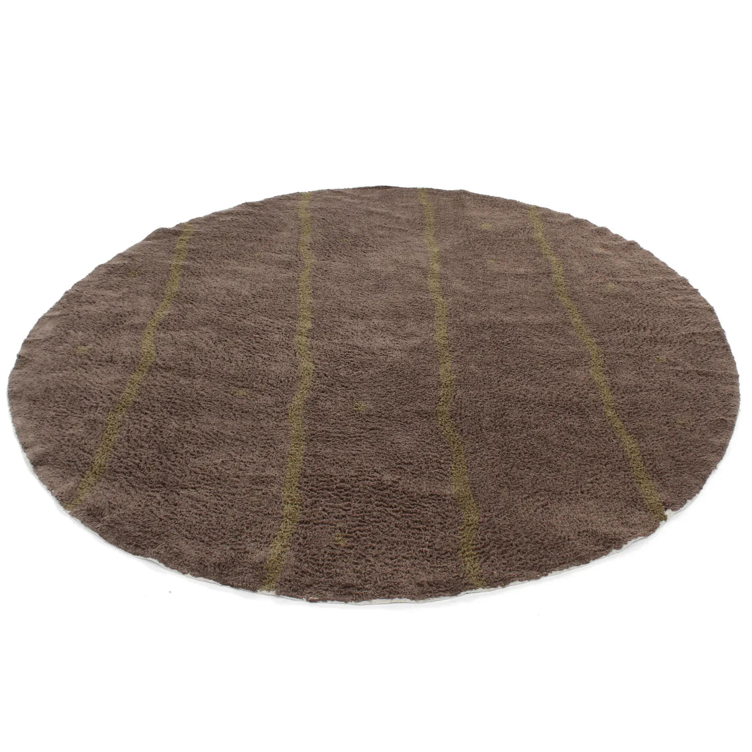 Rund matta - Leora Natural Cotton Shaggy (brun/oliv)
