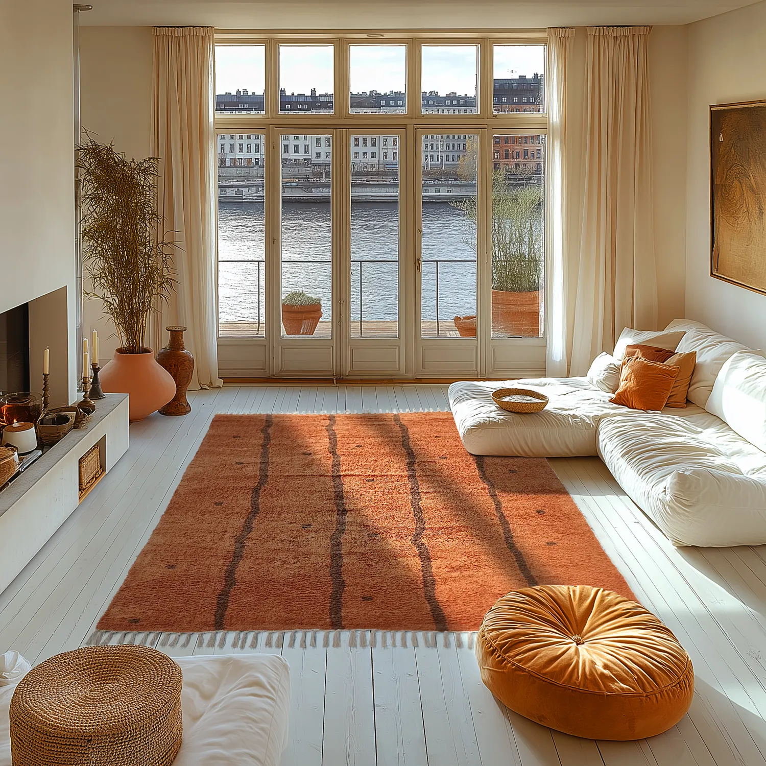Ryamattor - Leora Natural Cotton Shaggy (orange/brun)