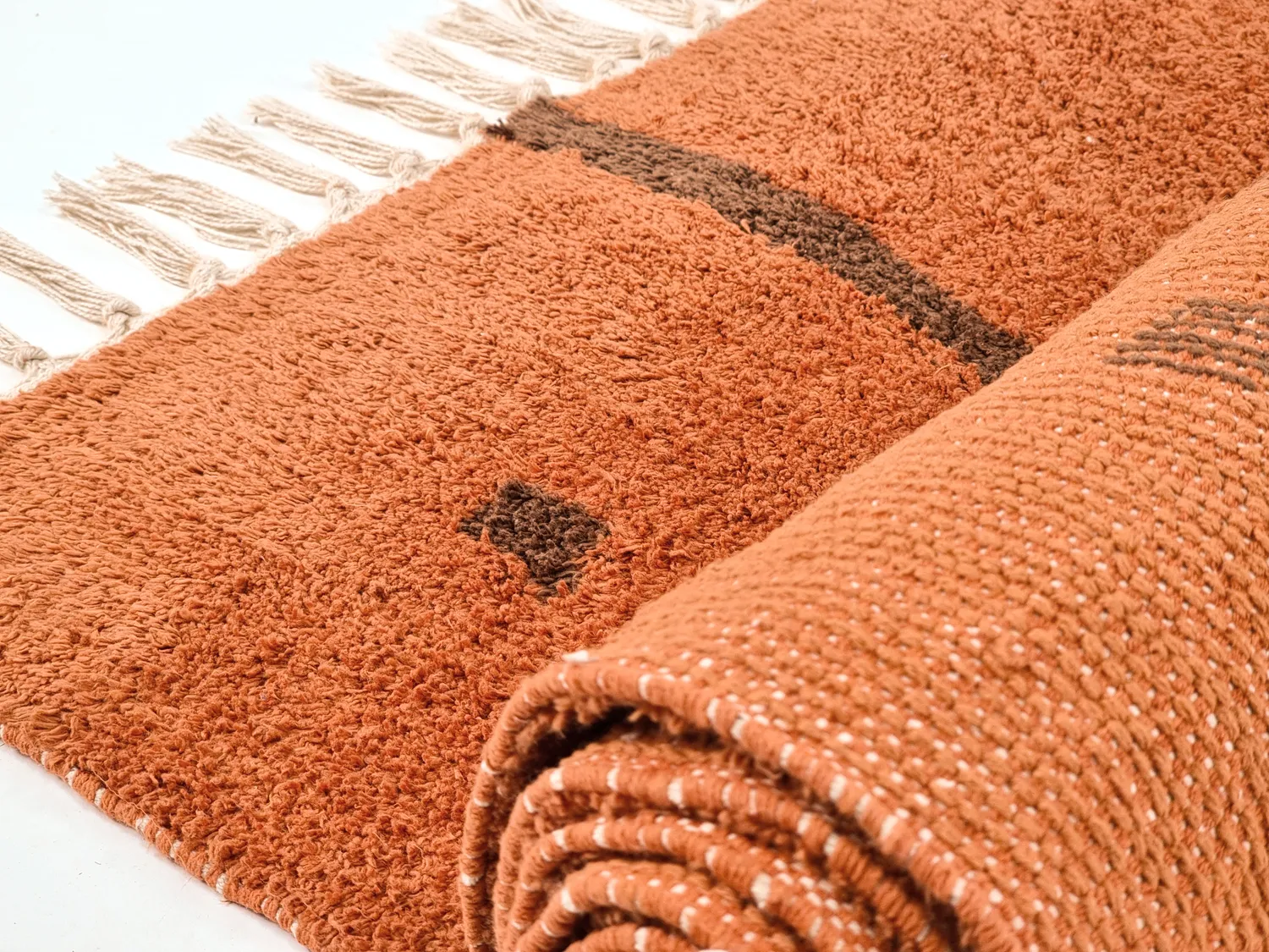 Ryamattor - Leora Natural Cotton Shaggy (orange/brun)