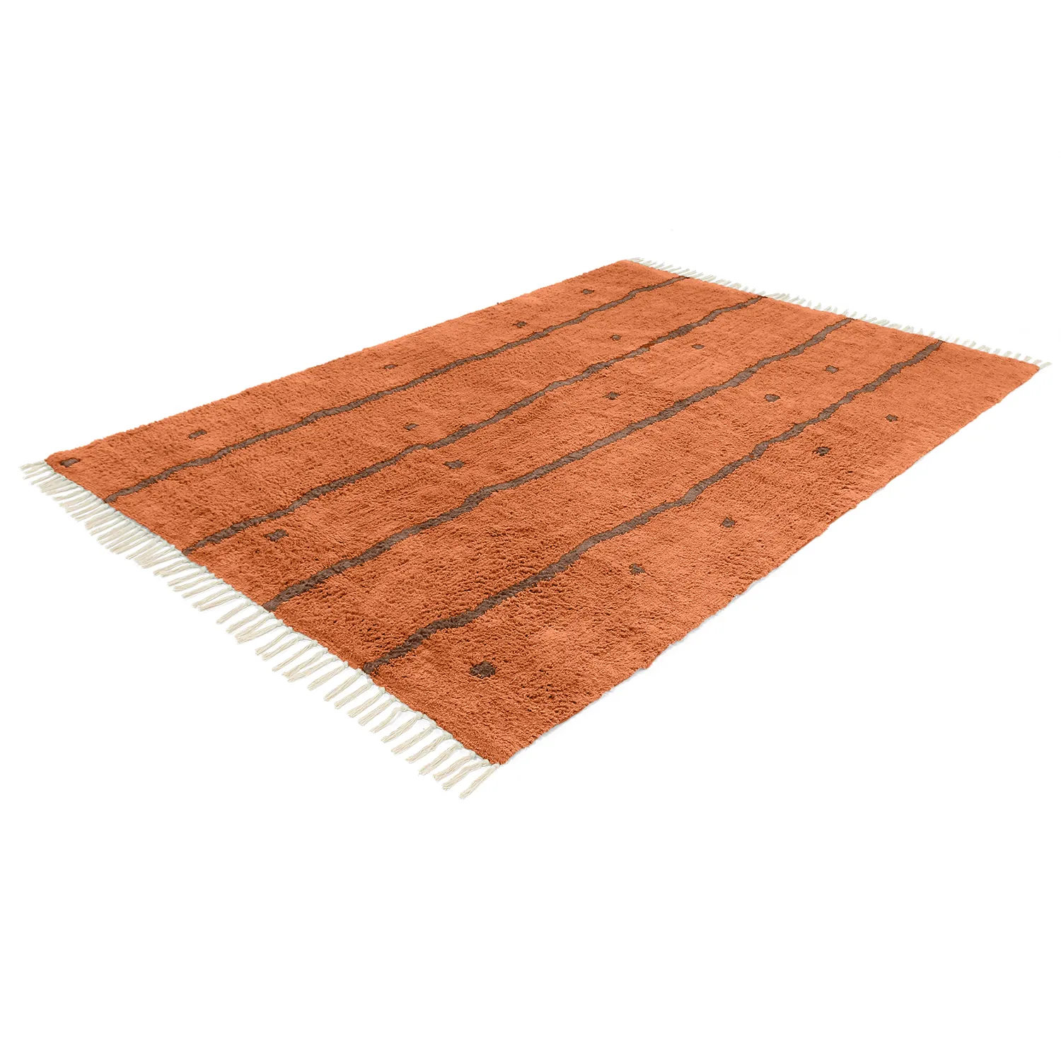 Ryamattor - Leora Natural Cotton Shaggy (orange/brun)
