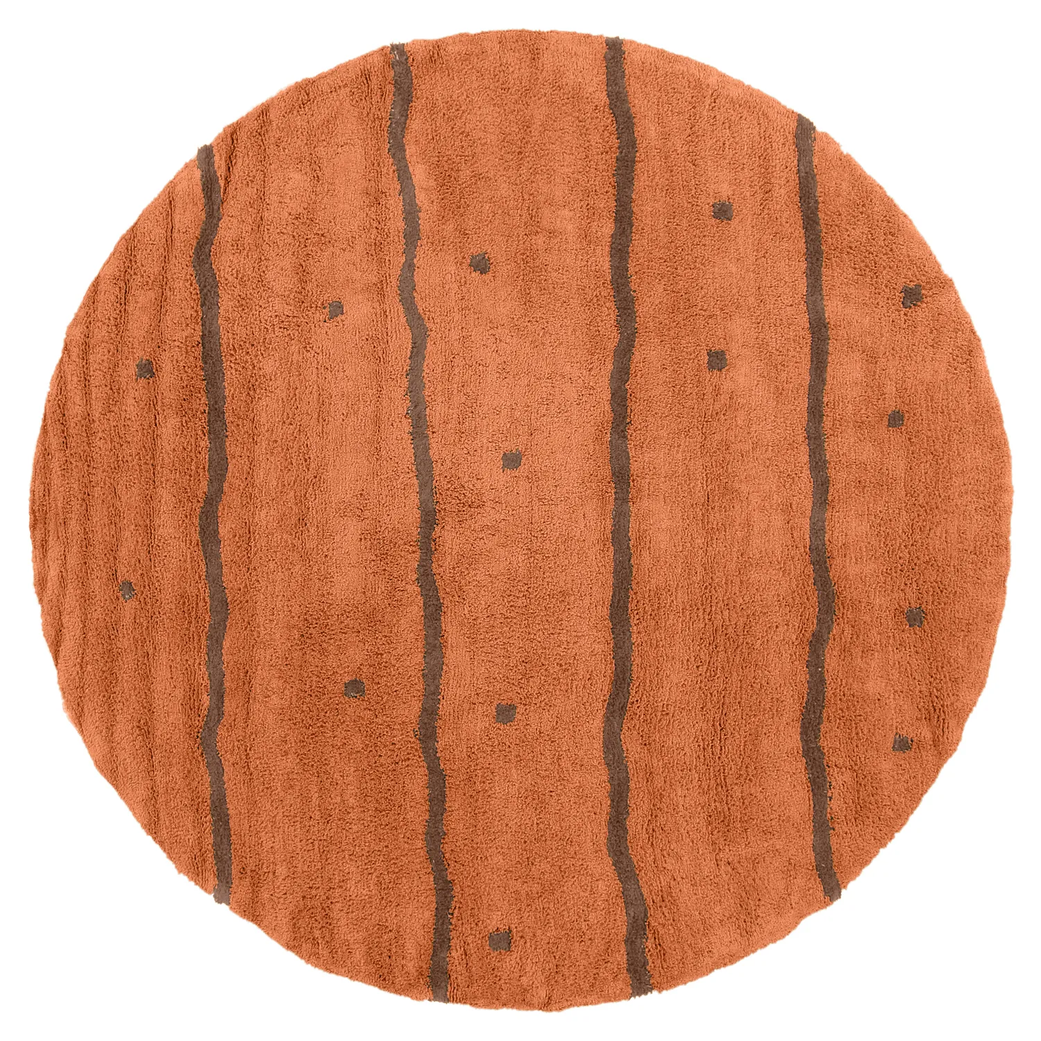 Rund matta - Leora Natural Cotton Shaggy (orange/brun)