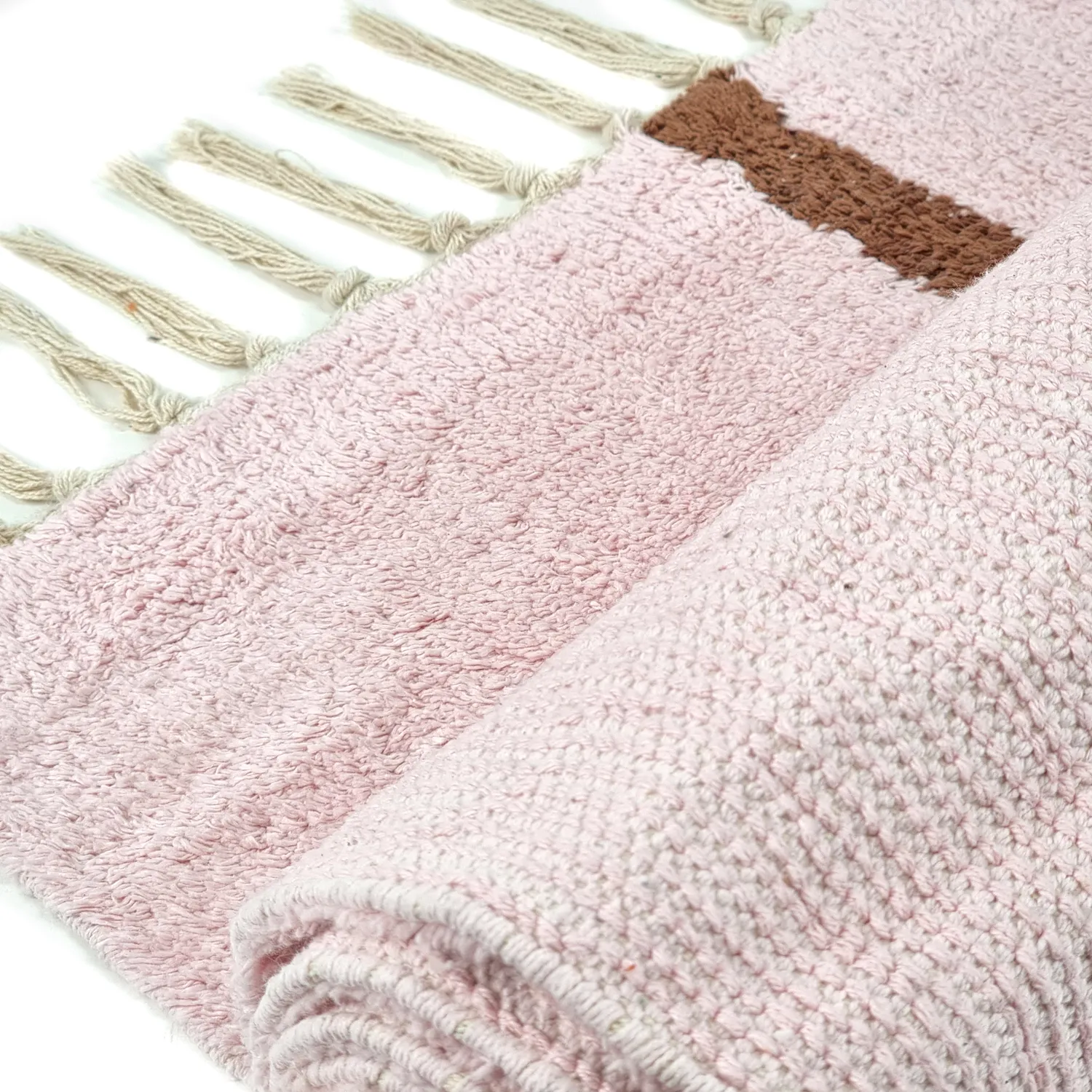 Ryamattor - Leora Natural Cotton Shaggy (rosa/brun)