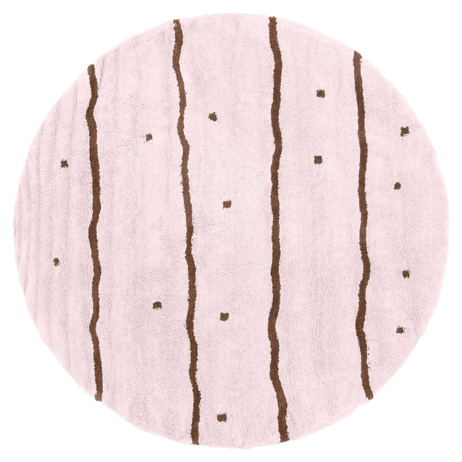 Rund matta - Leora Natural Cotton Shaggy (rosa/brun)