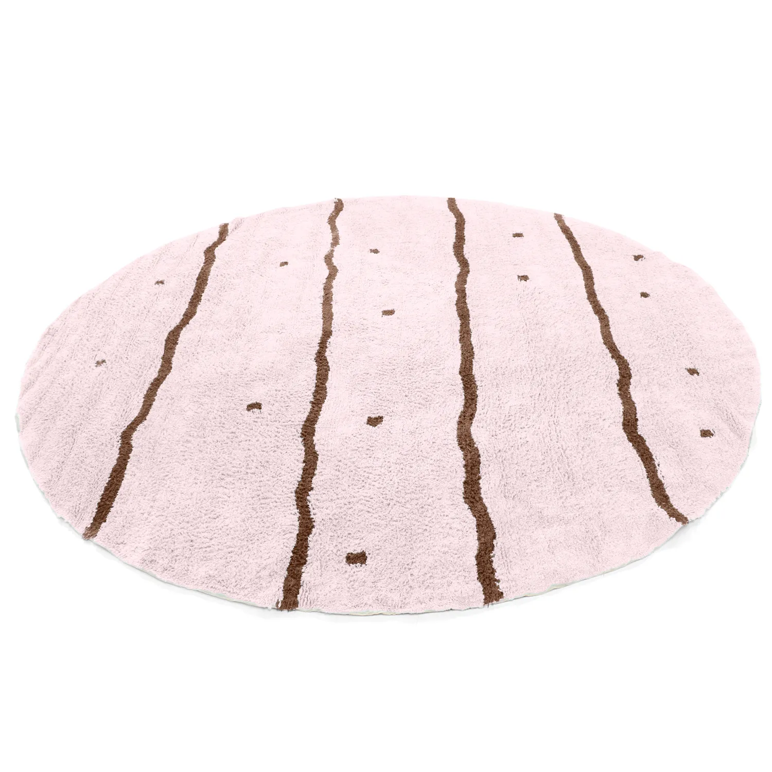 Rund matta - Leora Natural Cotton Shaggy (rosa/brun)