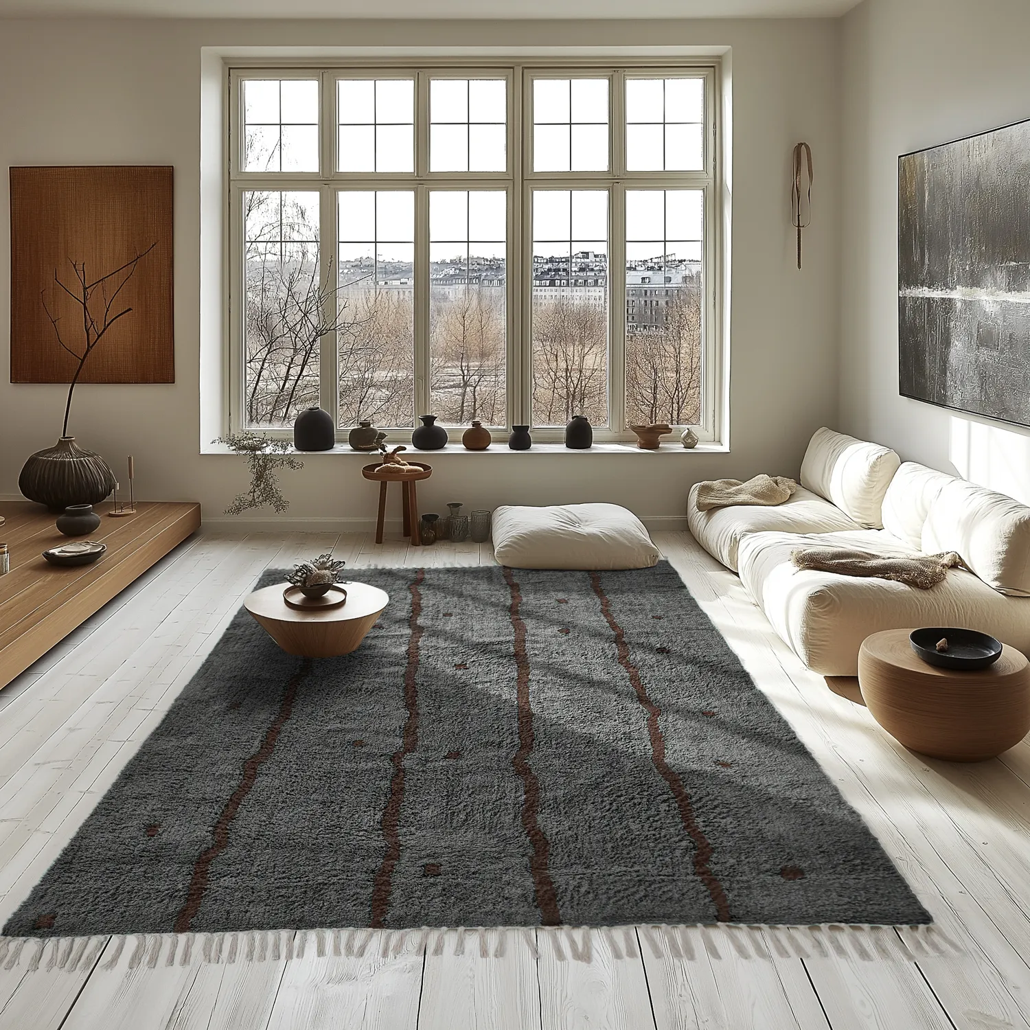 Ryamattor - Leora Natural Cotton Shaggy (svart/brun)