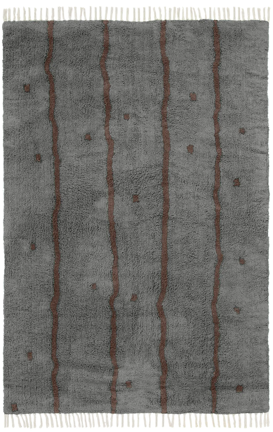 Ryamattor - Leora Natural Cotton Shaggy (svart/brun)