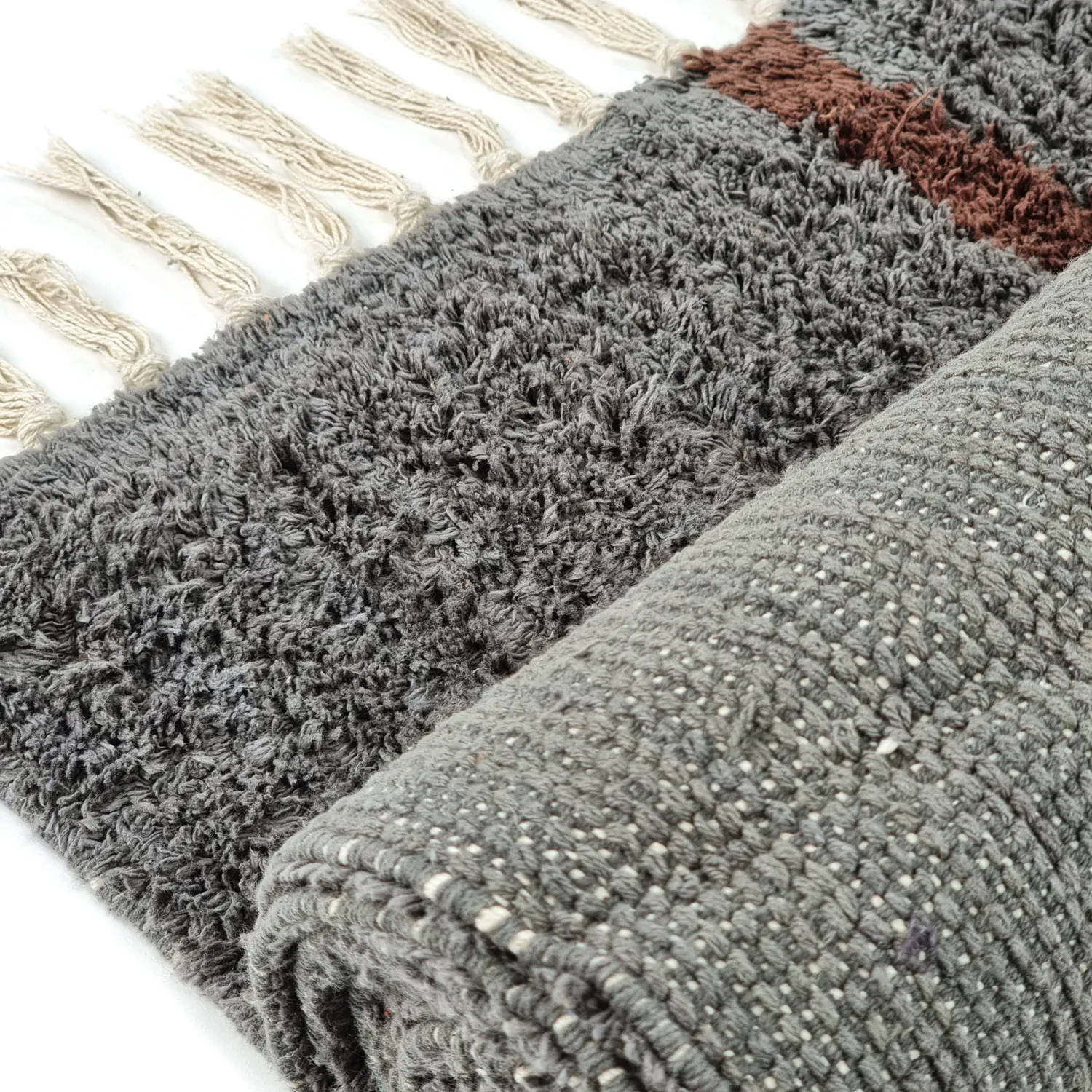 Ryamattor - Leora Natural Cotton Shaggy (svart/brun)