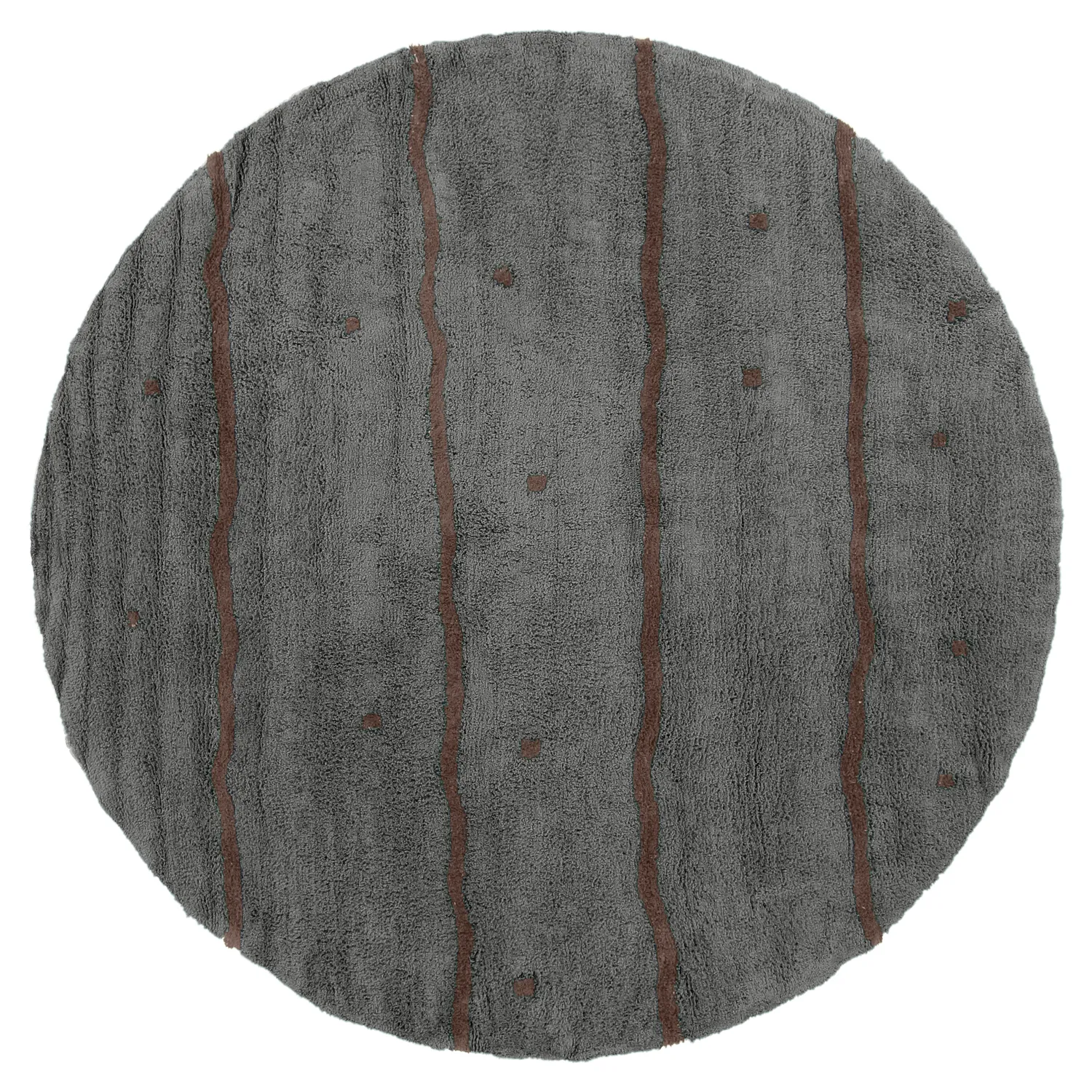 Rund matta - Leora Natural Cotton Shaggy (svart/brun)