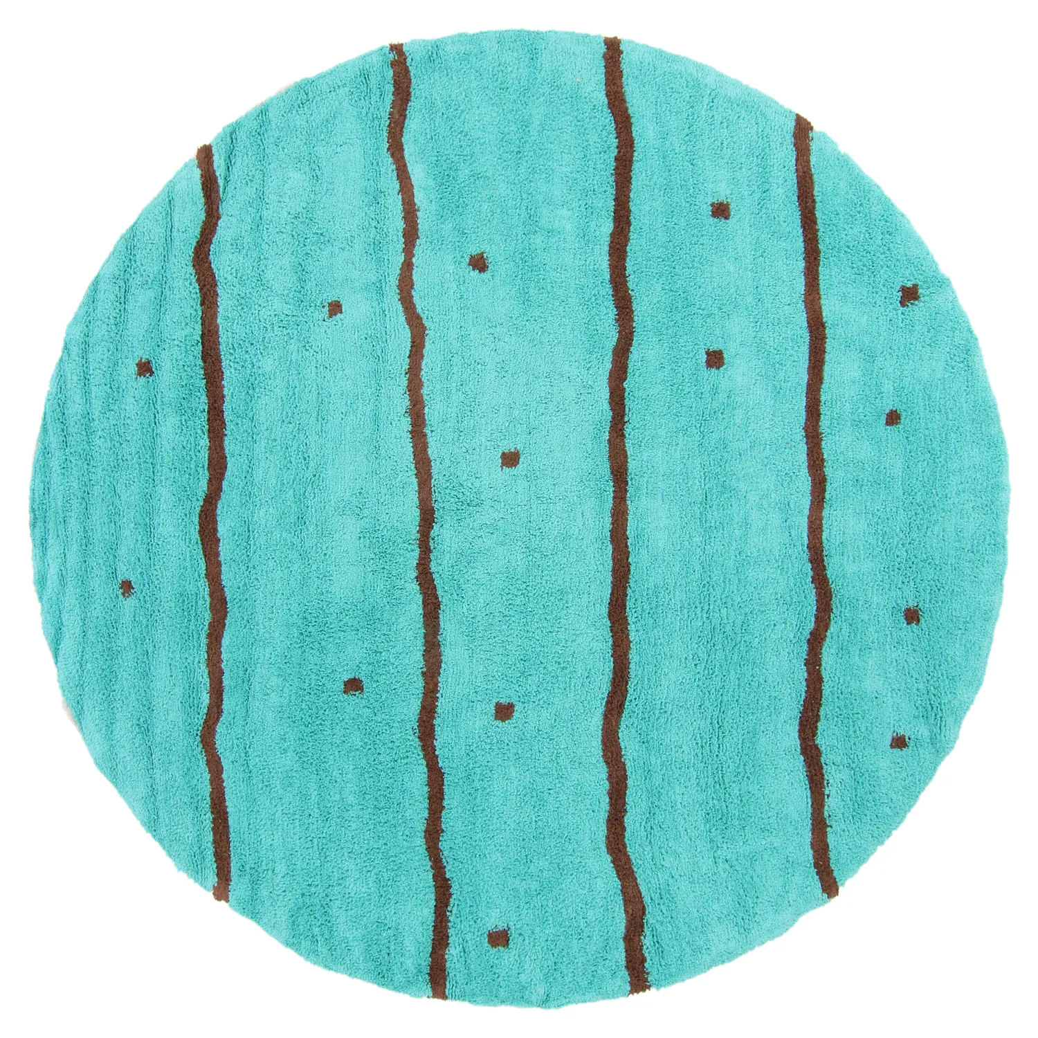 Rund matta - Leora Natural Cotton Shaggy (turkos/brun)