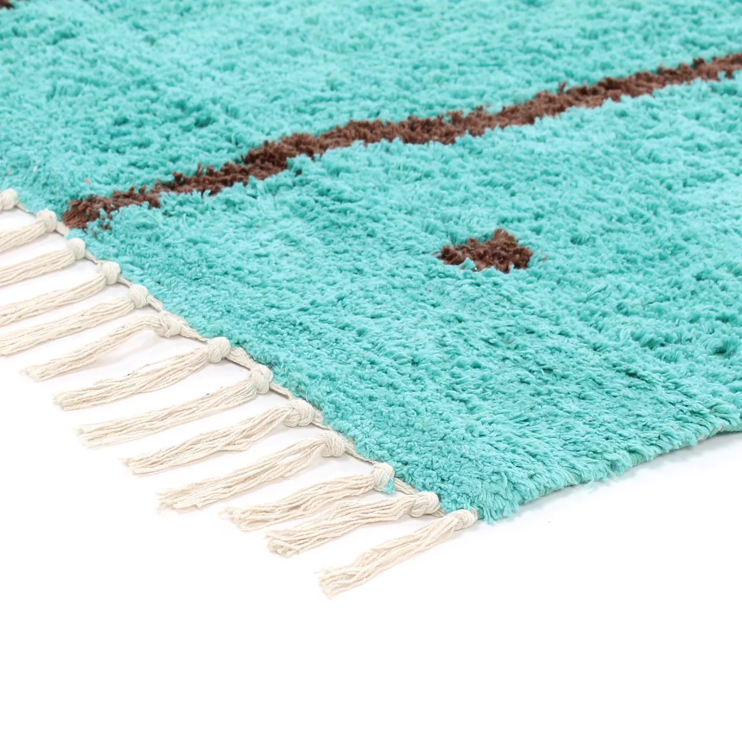 Ryamattor - Leora Natural Cotton Shaggy (turkos/brun)