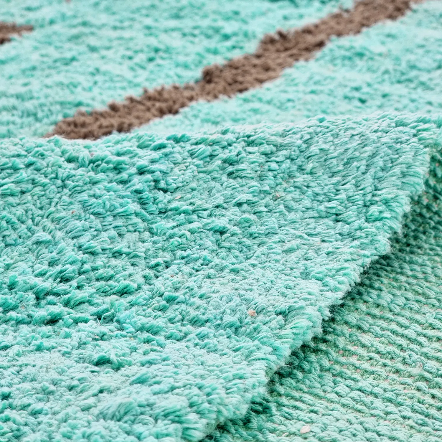 Rund matta - Leora Natural Cotton Shaggy (turkos/brun)