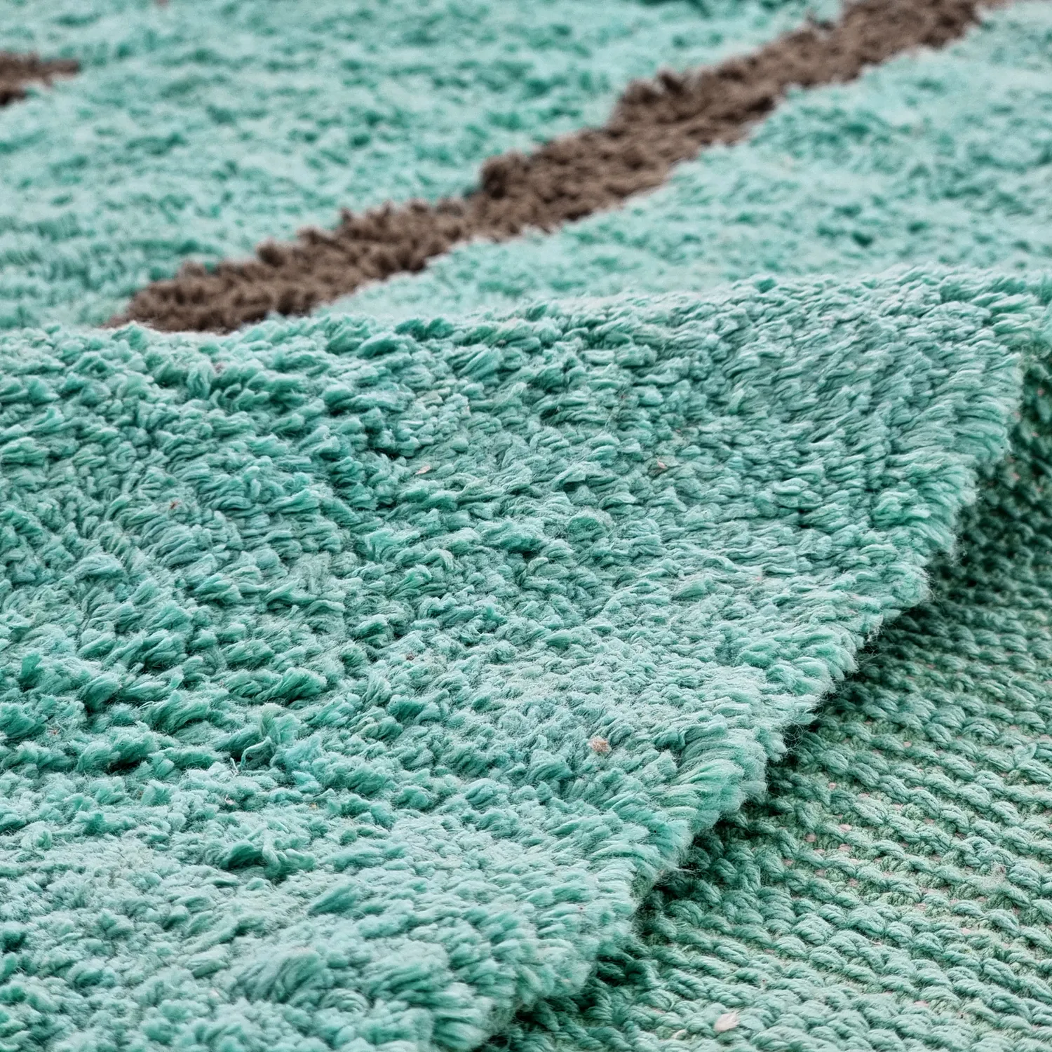 Ryamattor - Leora Natural Cotton Shaggy (turkos/brun)