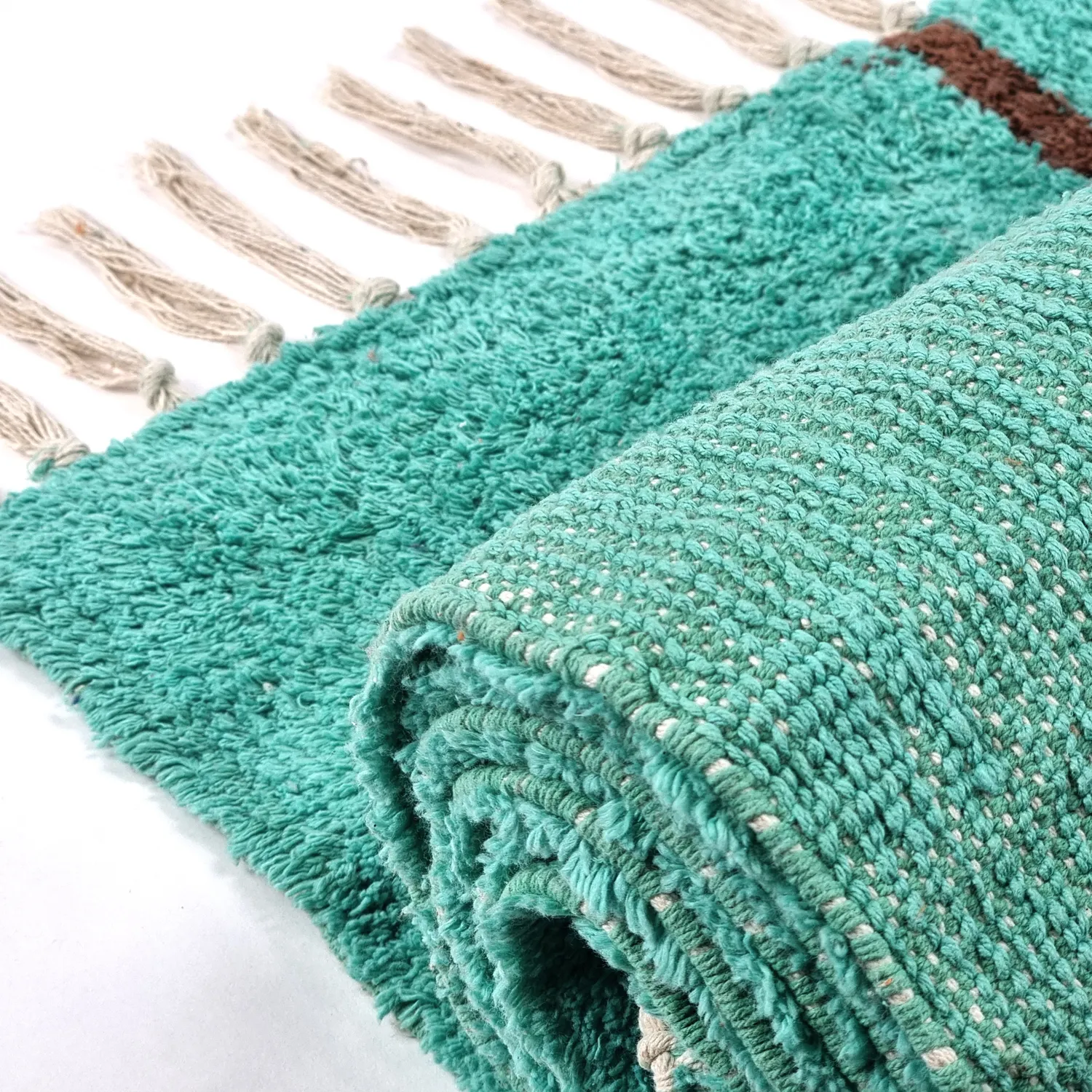 Ryamattor - Leora Natural Cotton Shaggy (turkos/brun)