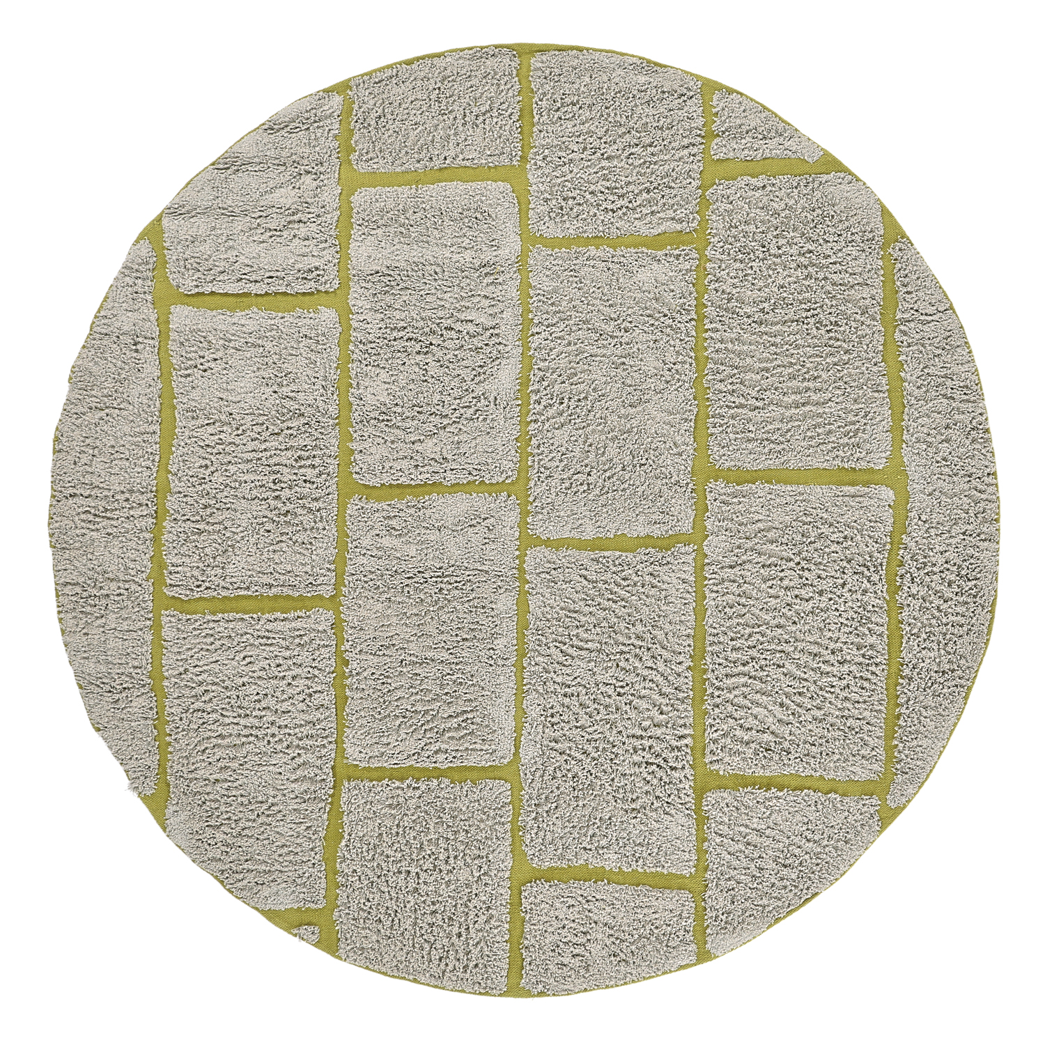 Rund matta - Lindley Natural Cotton Shaggy (greige/grön) (Storlek: Ø 200 cm)