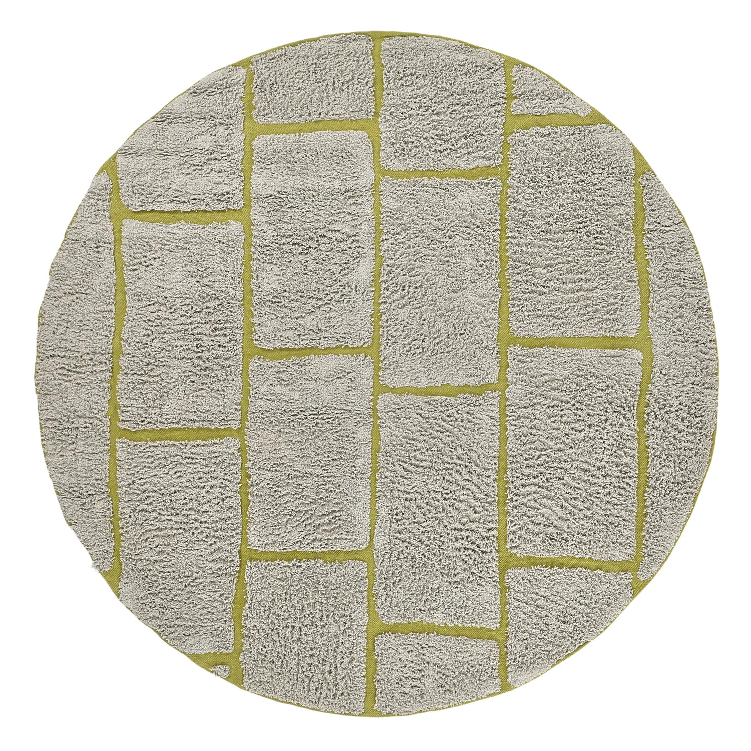 Rund matta - Lindley Natural Cotton Shaggy (greige/grön)