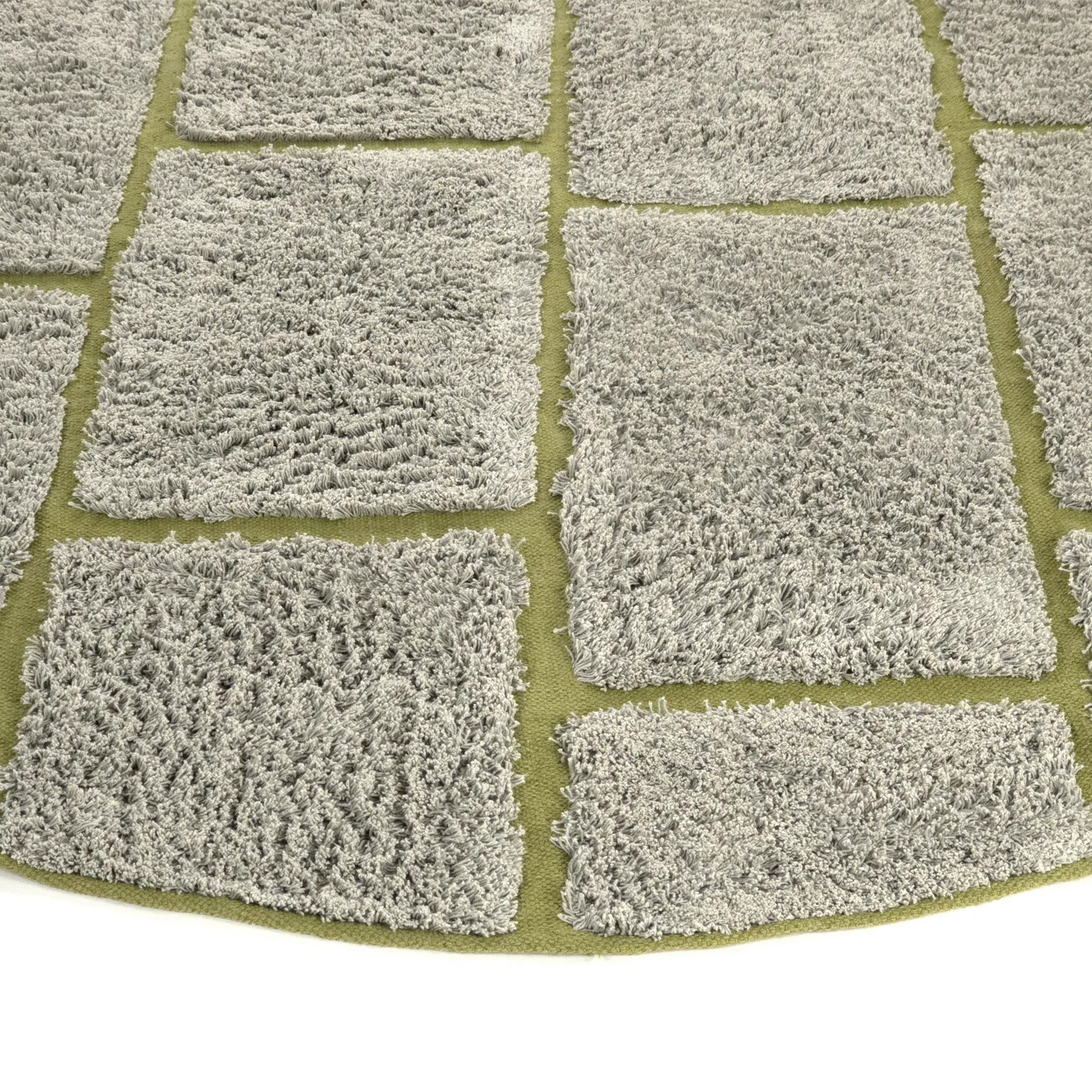 Rund matta - Lindley Natural Cotton Shaggy (greige/grön)