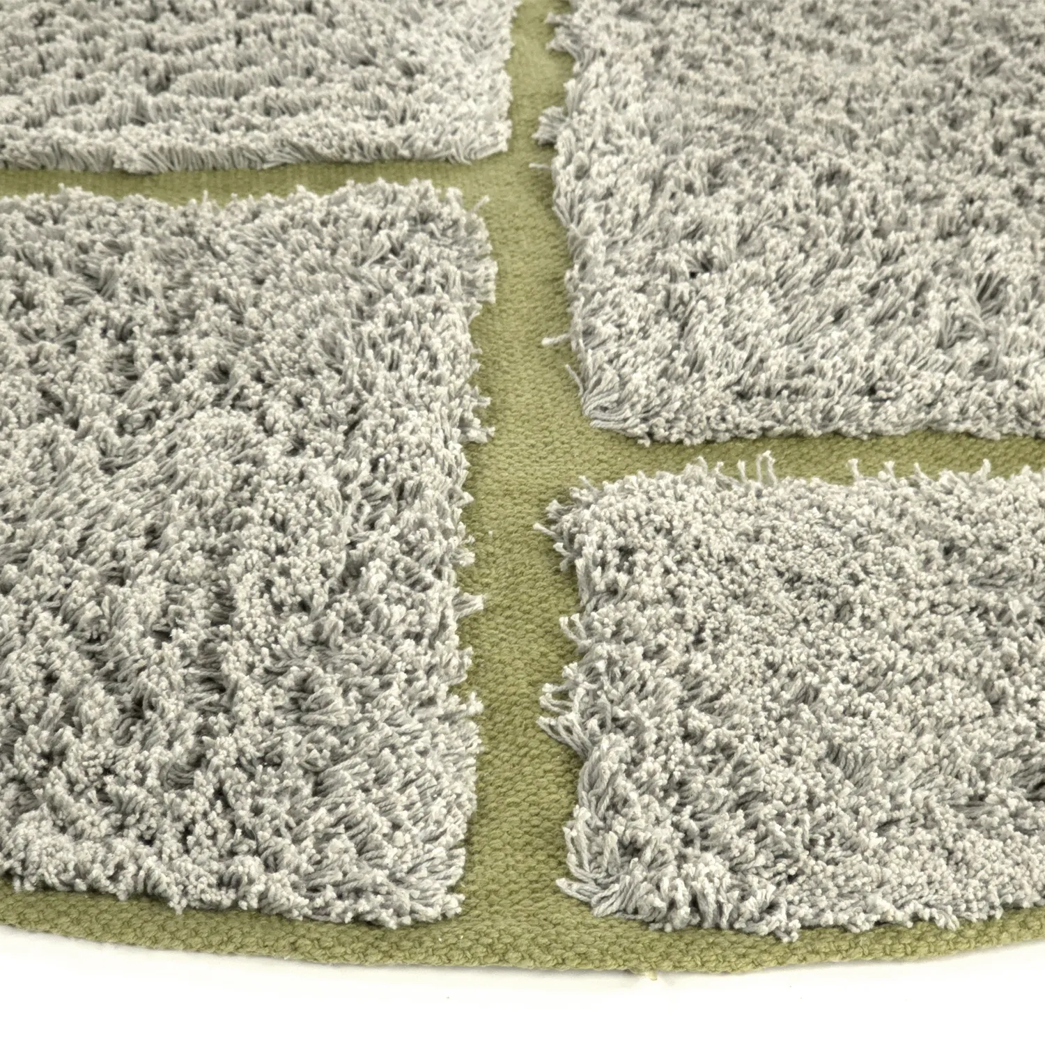 Rund matta - Lindley Natural Cotton Shaggy (greige/grön)