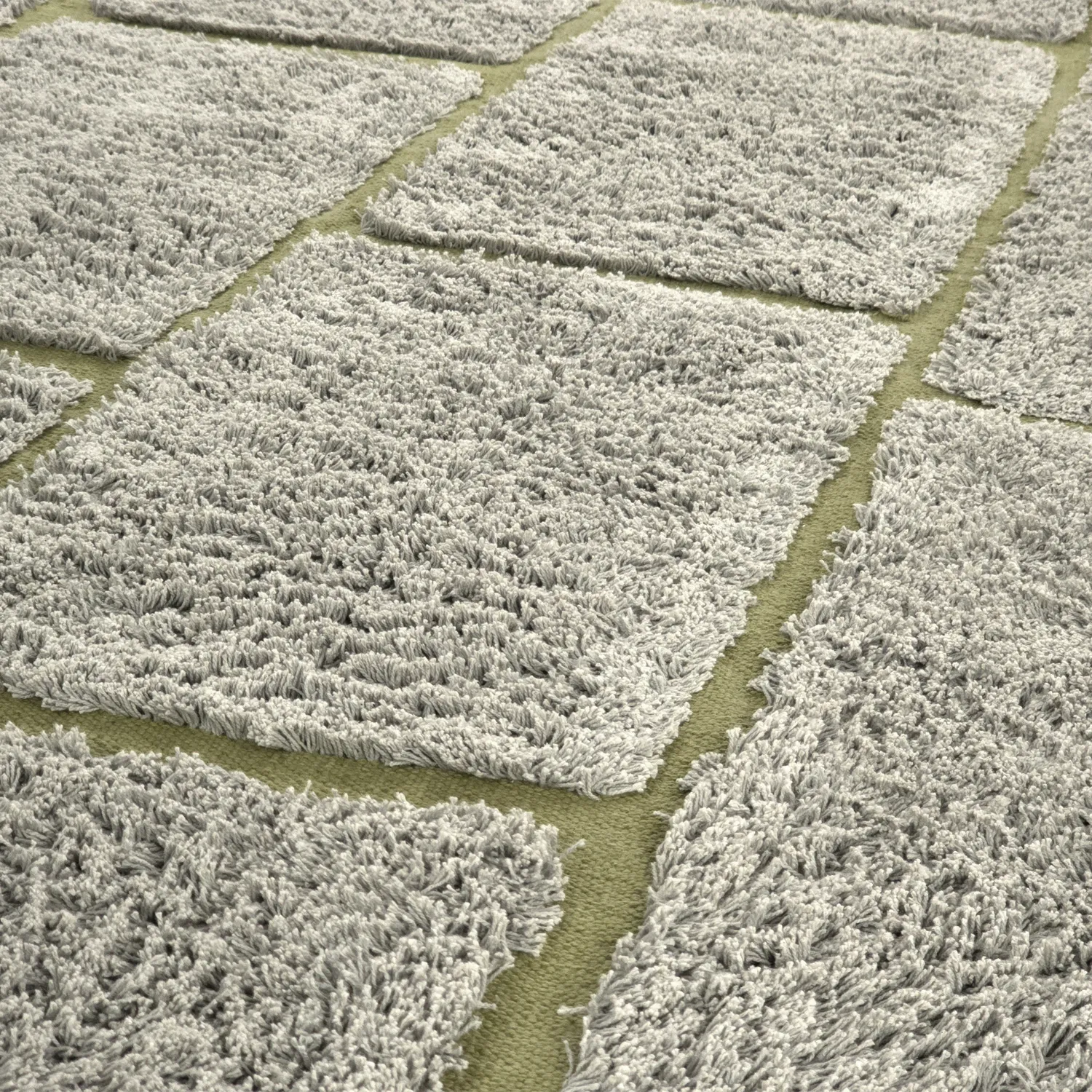Rund matta - Lindley Natural Cotton Shaggy (greige/grön)