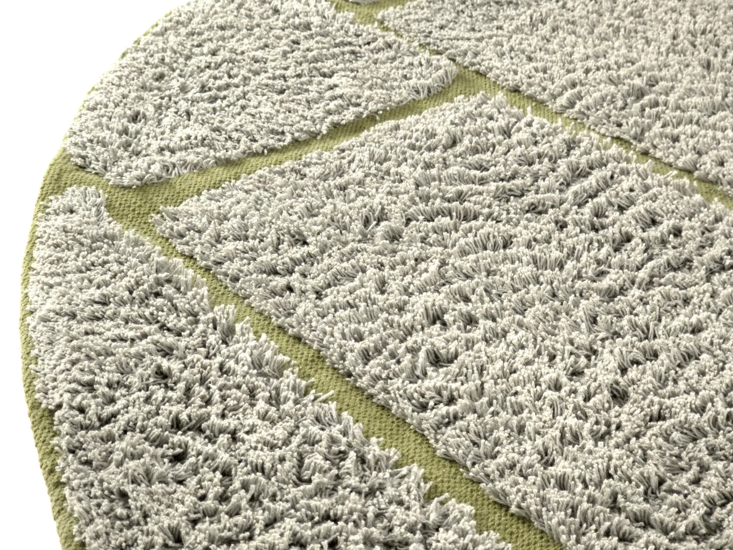 Rund matta - Lindley Natural Cotton Shaggy (greige/grön)