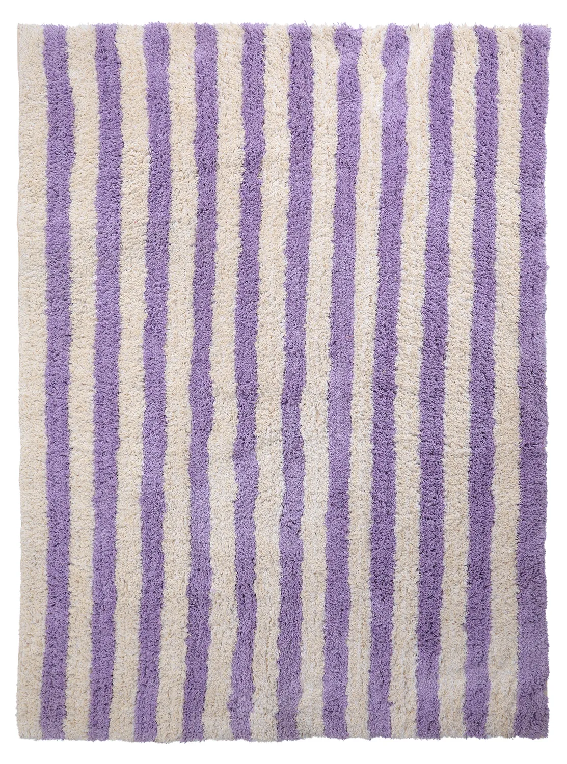 Ryamattor - Thira Stripe Cotton Shaggy (creme/ljuslila)