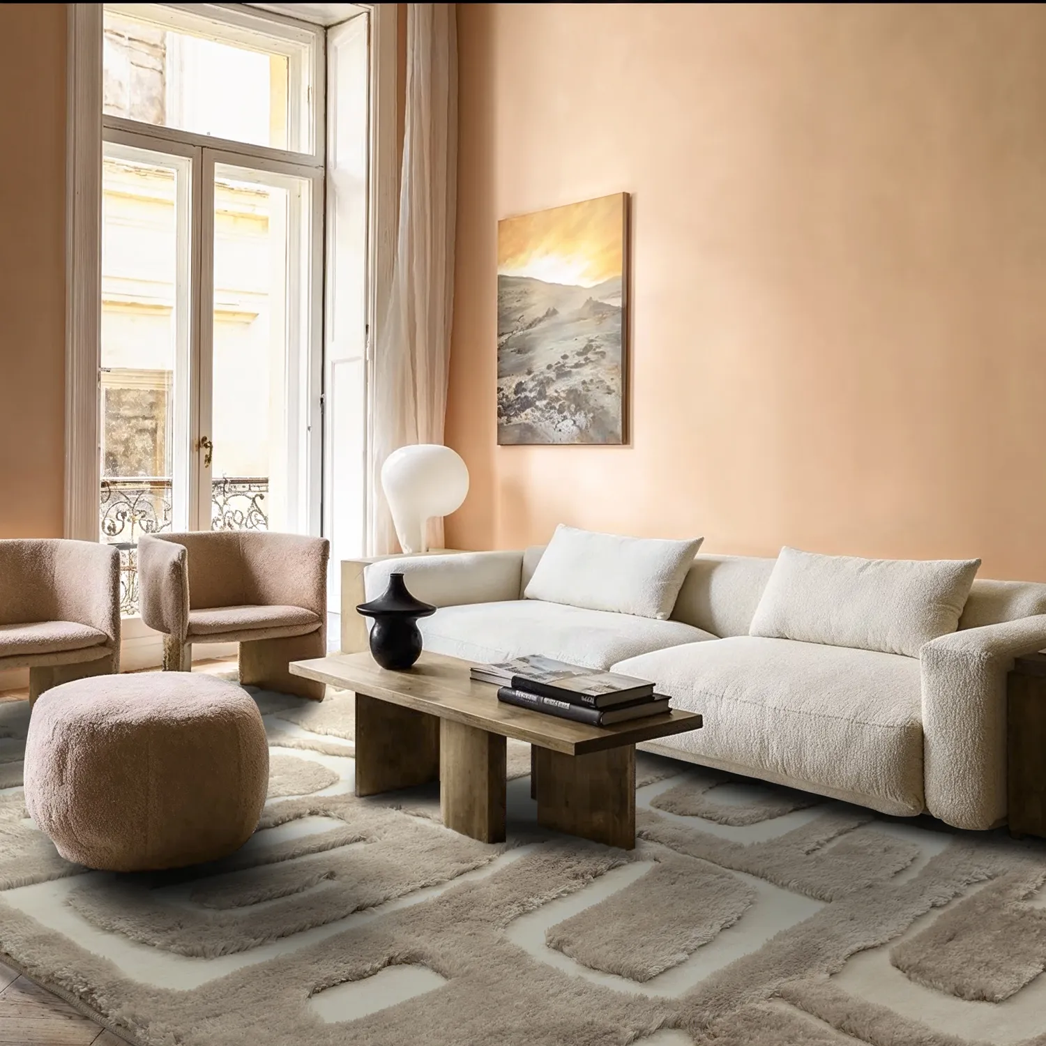 Ryamattor - Palmyra (beige/vit)