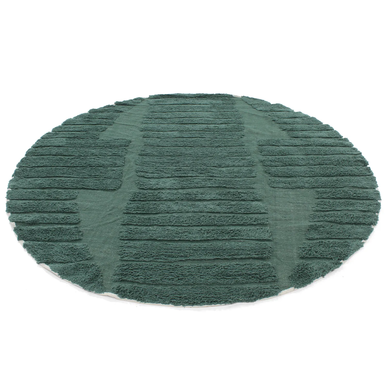 Rund matta - Rani Natural Cotton Shaggy (grön)