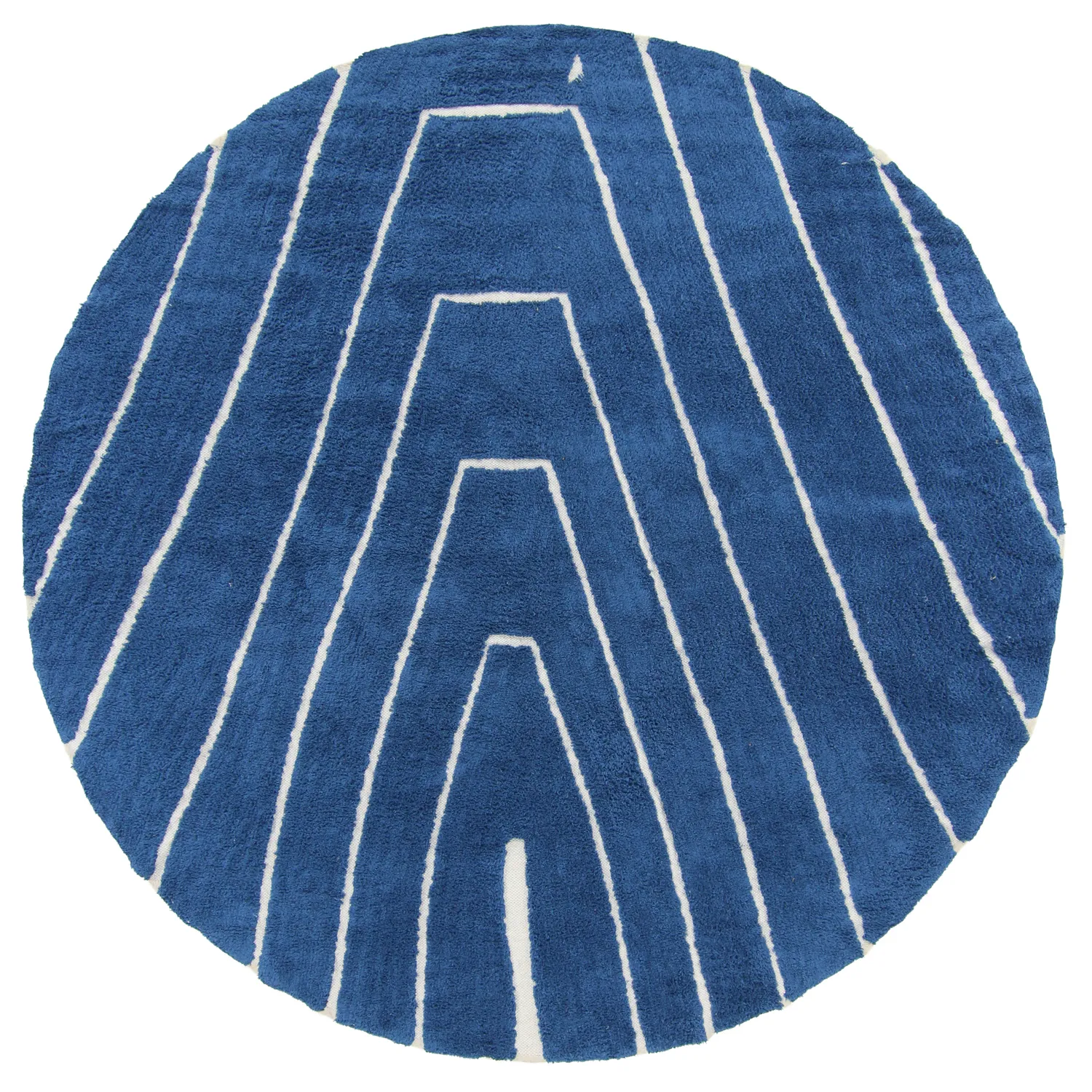 Rund matta - Sivia Natural Cotton Shaggy (blå)