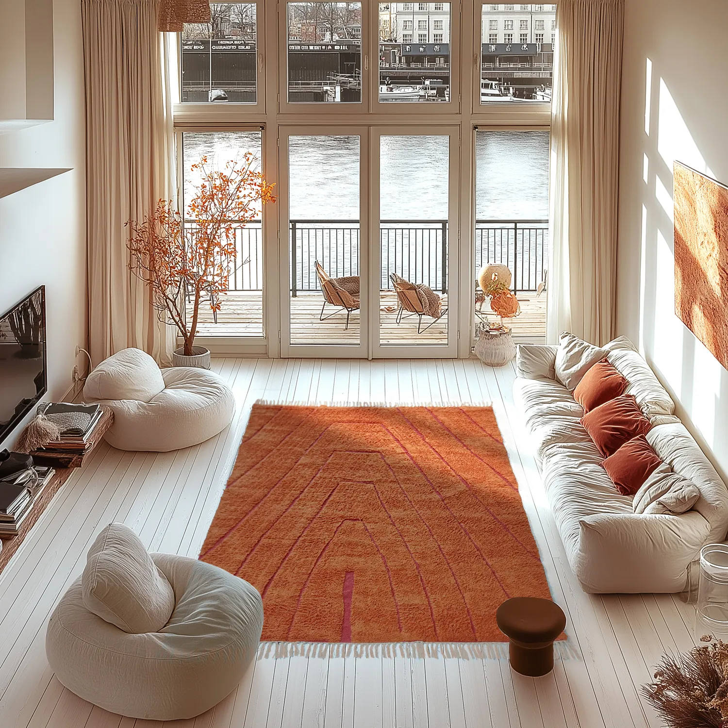 Ryamattor - Sivia Natural Cotton Shaggy (röd/orange)
