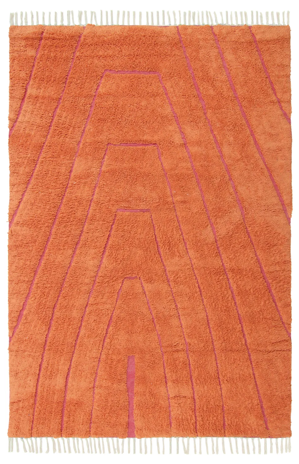 Ryamattor - Sivia Natural Cotton Shaggy (röd/orange)
